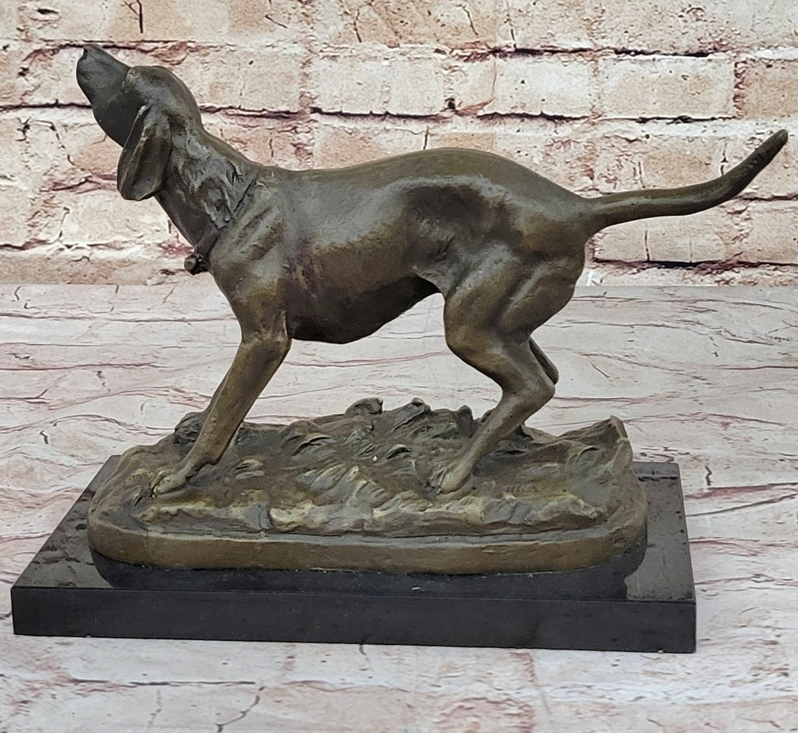 Black Yellow Labrador Retriever Hunting Water Gun Bird Dog Bronze Marble Statue