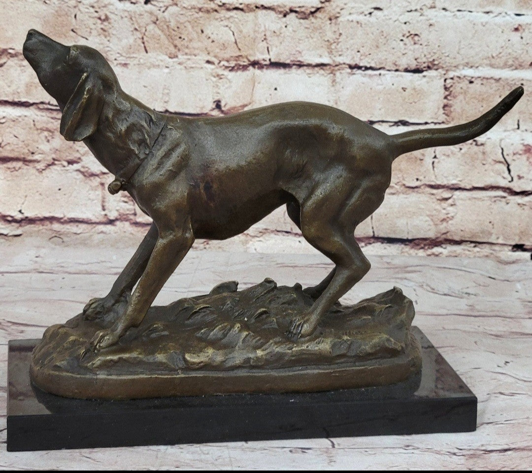 Black Yellow Labrador Retriever Hunting Water Gun Bird Dog Bronze Marble Statue