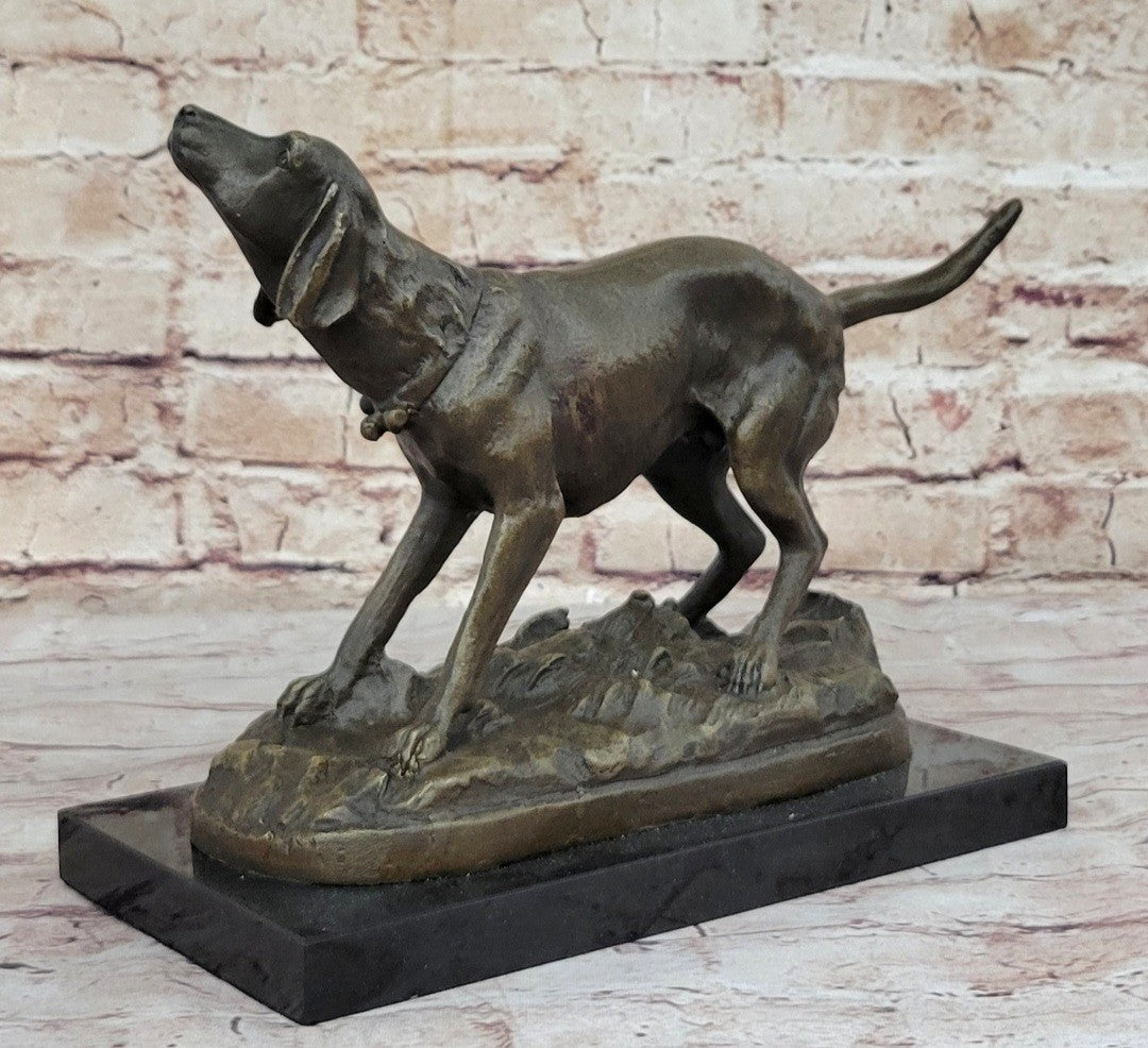 Black Yellow Labrador Retriever Hunting Water Gun Bird Dog Bronze Marble Statue