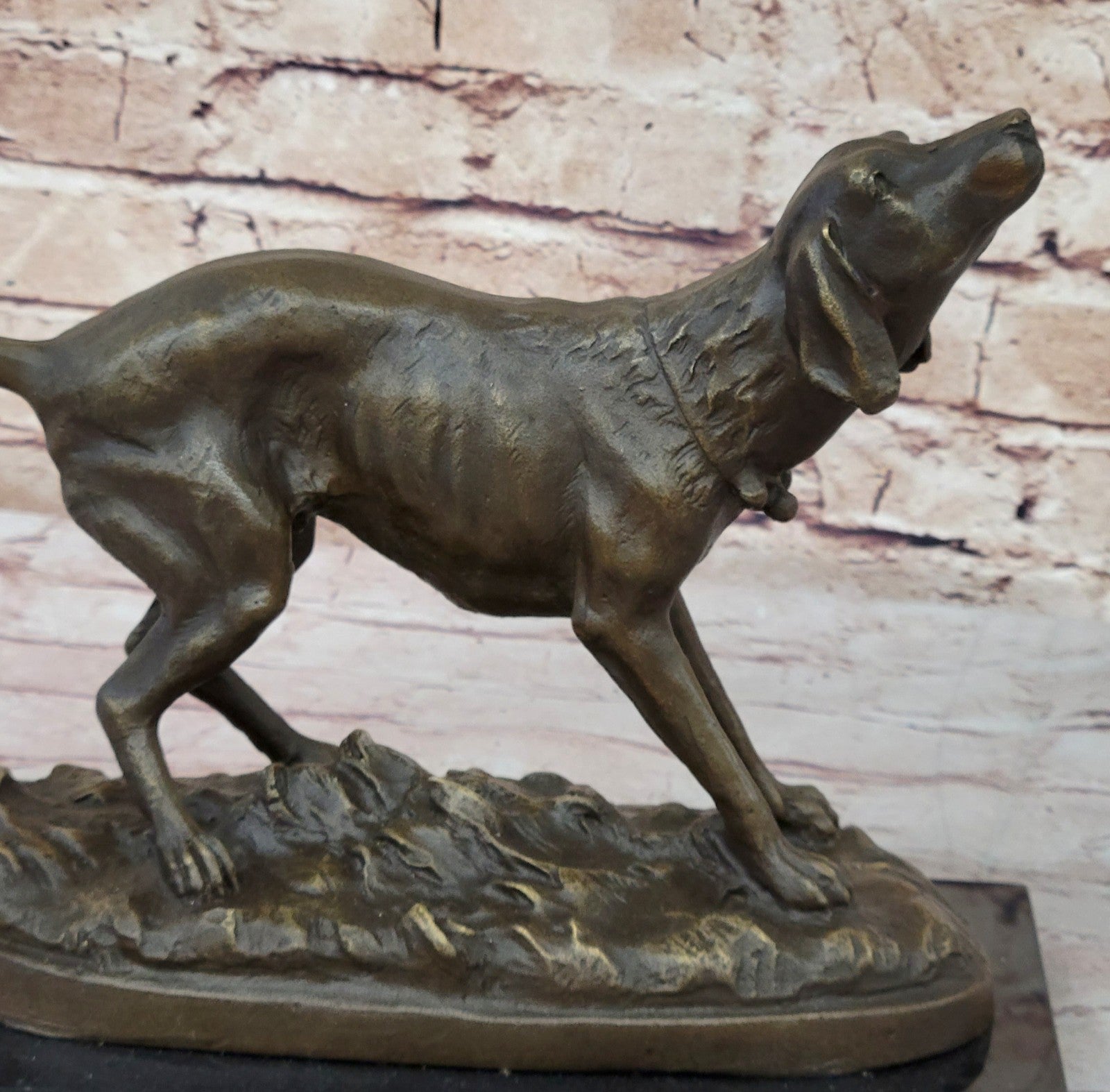 Black Yellow Labrador Retriever Hunting Water Gun Bird Dog Bronze Marble Statue