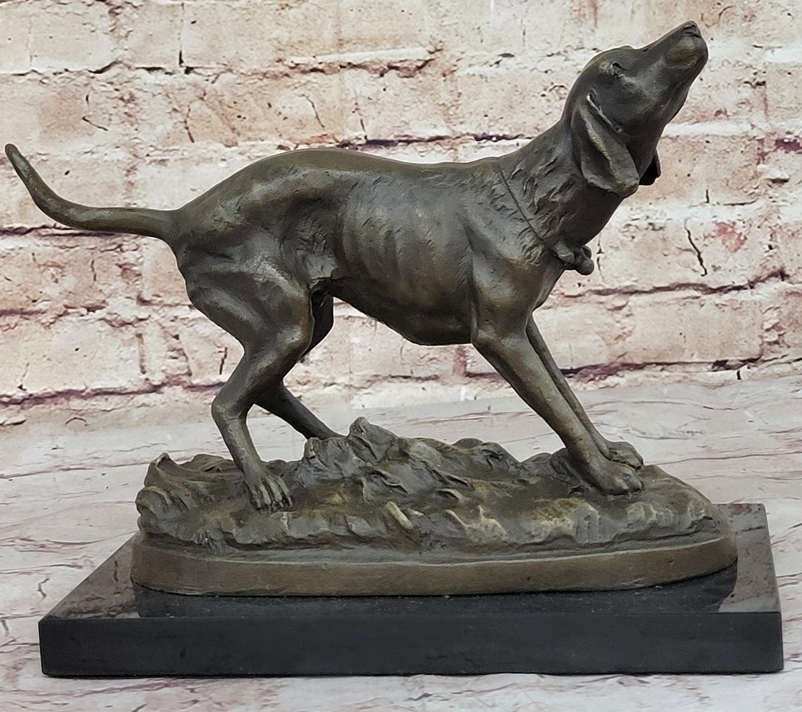 Black Yellow Labrador Retriever Hunting Water Gun Bird Dog Bronze Marble Statue