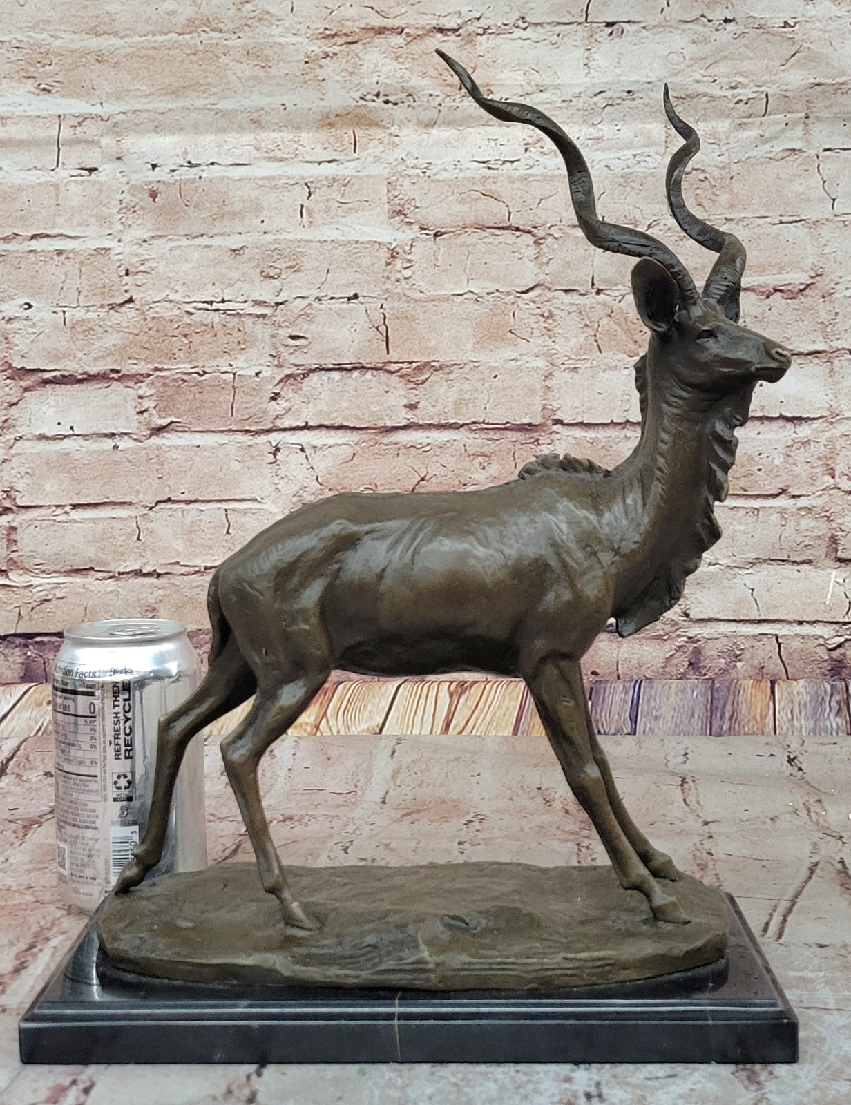 Bronze Sculpture Gazelle Hand Made Masterpiece Detailed Marble Base Figure