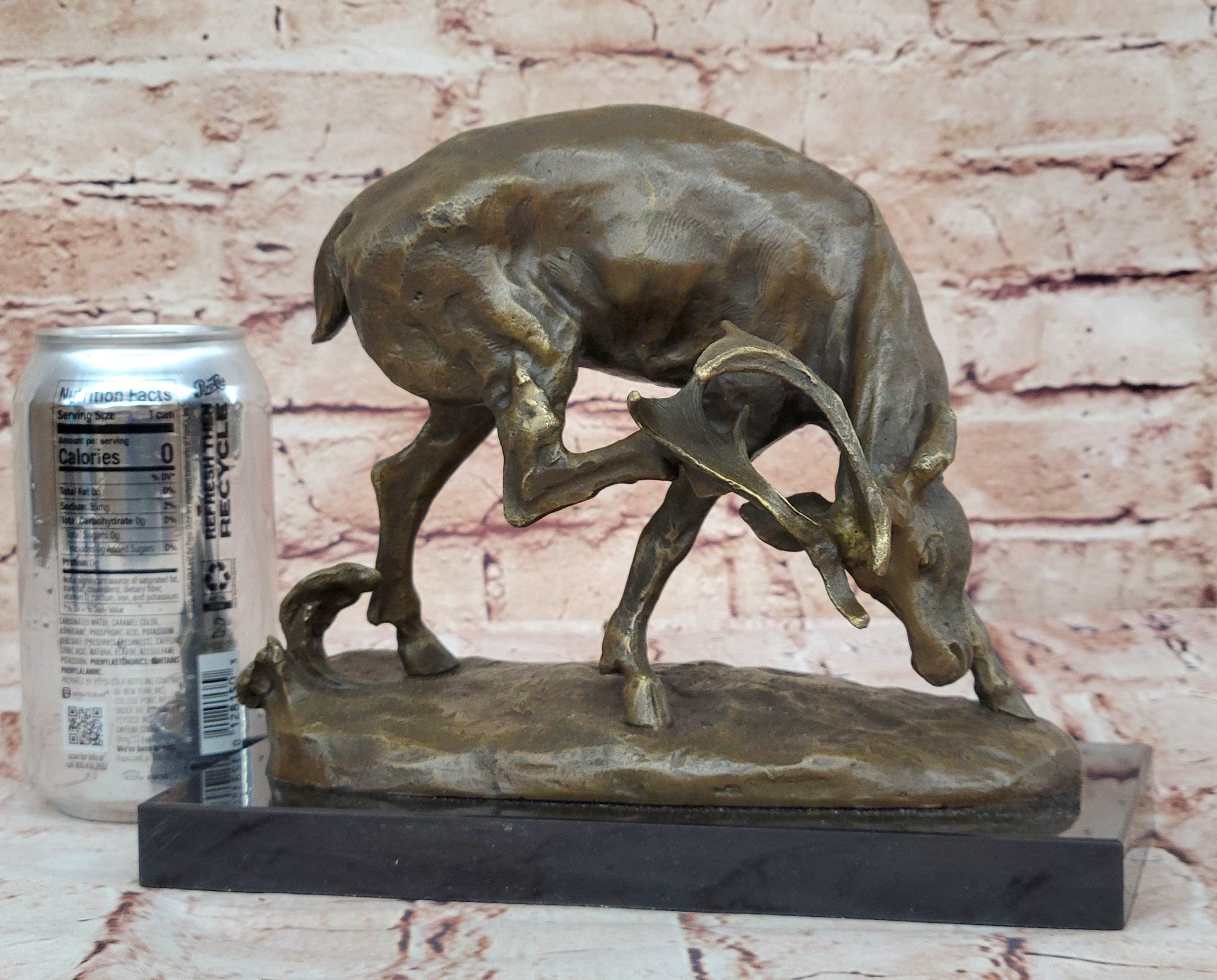 Mountain Lodge Ski Chalet Art Elk Deer Stag Buck Hunter Bronze Marble Statue