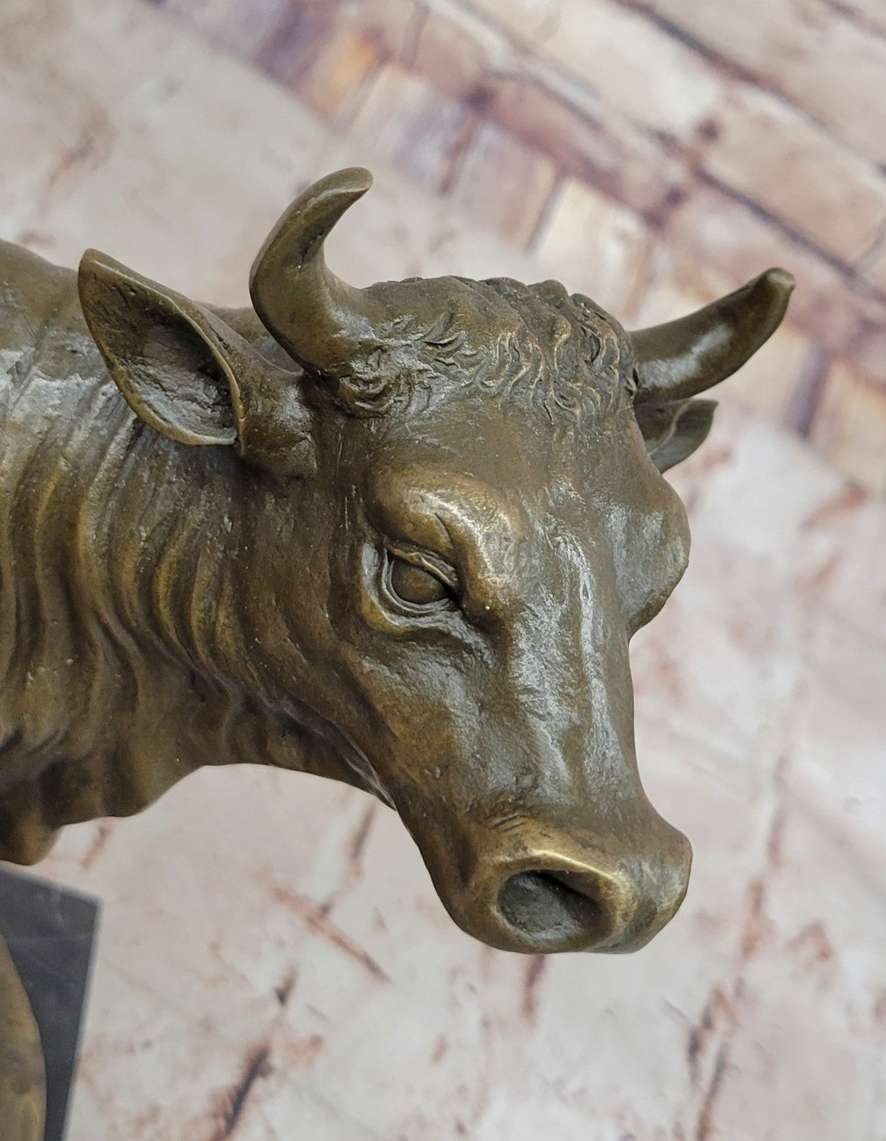 Bronze Sculpture Male Cow Bull Hand Made Detailed Figurine Figure Statuette