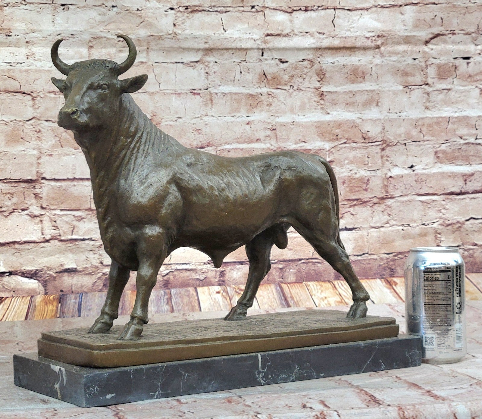 Bonheur`s Bronze Buffalo Sculpture – Marble-Based Decorative Animal Statue