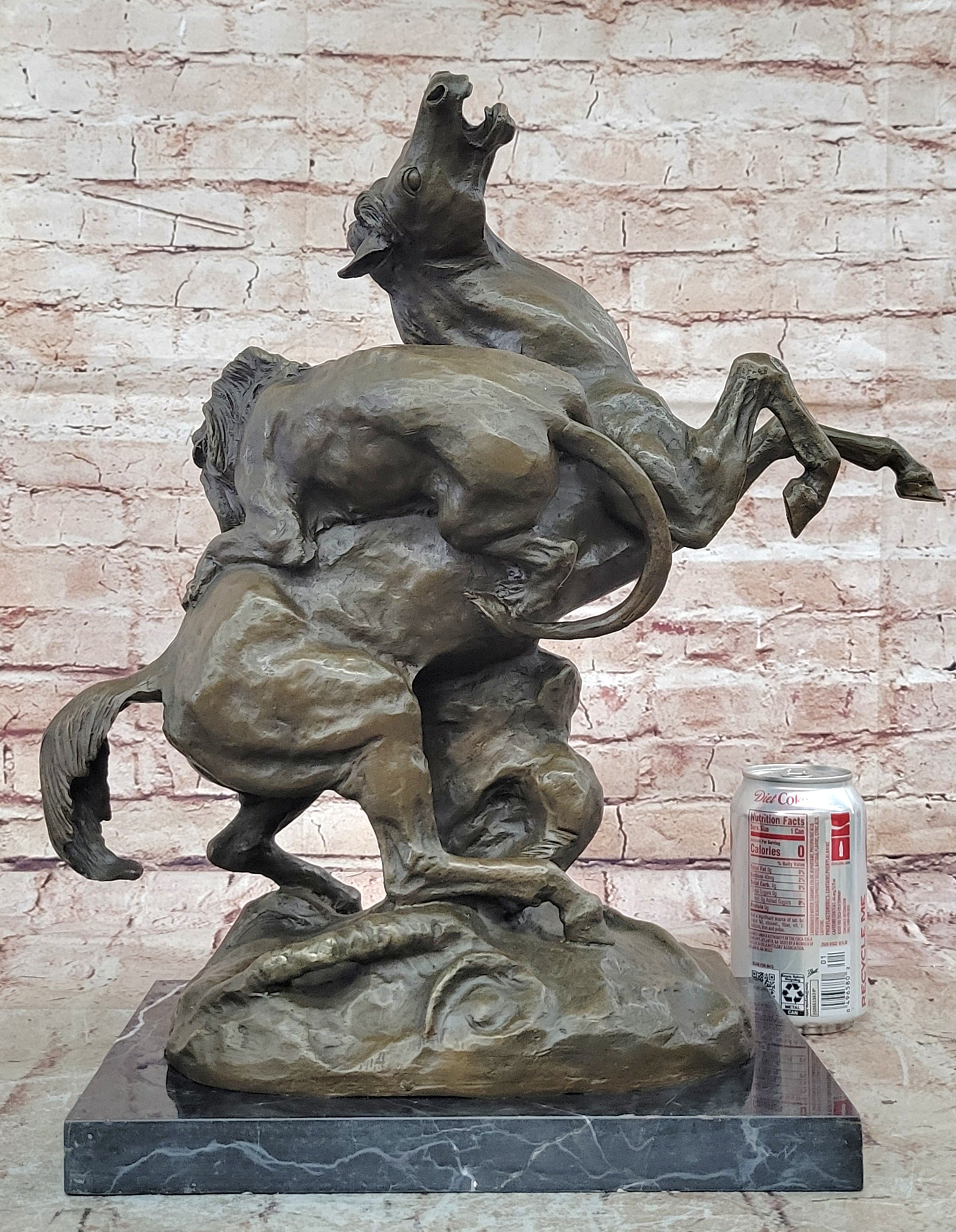 Majestic Wildlife Scene: Signed Barye Lion Attack - Solid Bronze Sculpture