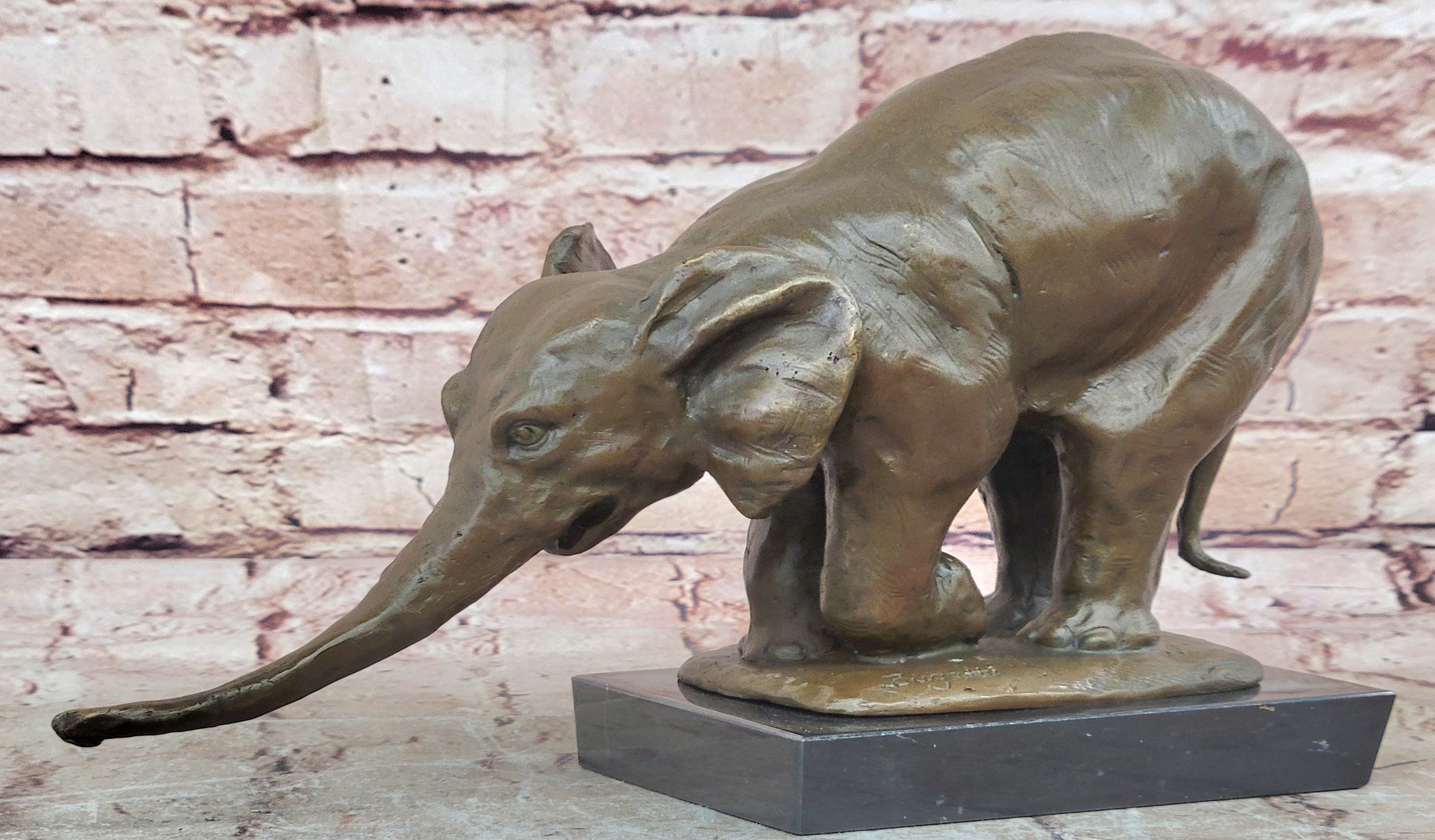 Hot Cast Lucky Elephant by Bugatti Bronze Sculpture Home Cabin Decoration