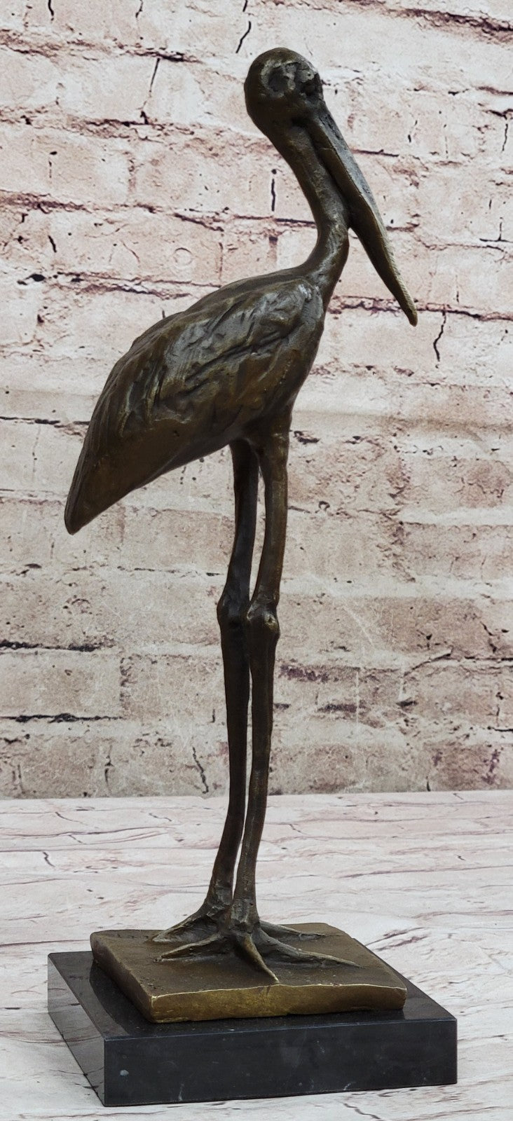 Rembrandt Bugatti Exotic Stork Bronze Sculpture – Elegant Hot Cast Bird Decor for Home & Cabin