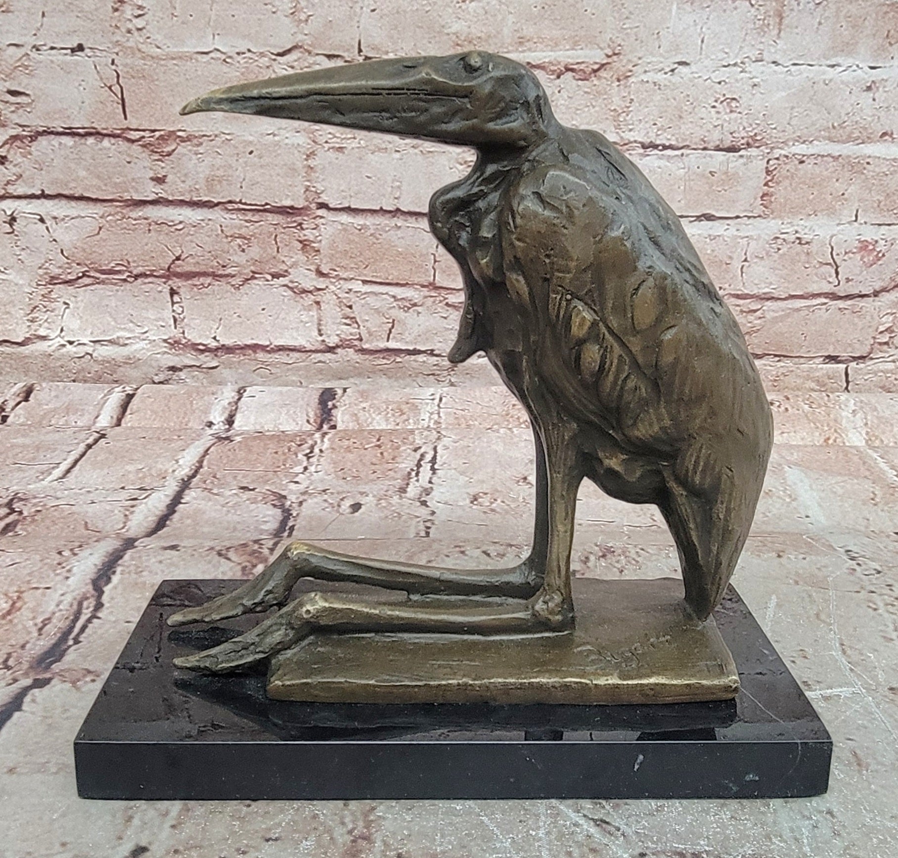 Marabou Stork Bronze Sculpture Rembrandt Bugatti Style Animal Statue