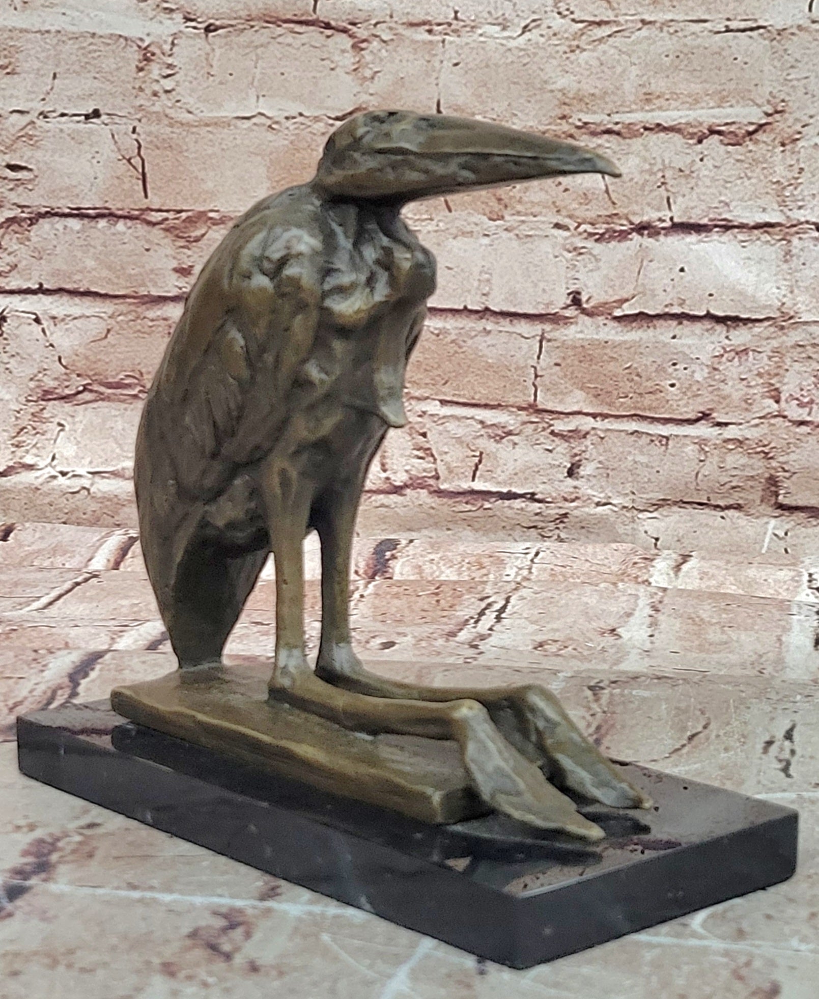 Marabou Stork Bronze Sculpture Rembrandt Bugatti Style Animal Statue