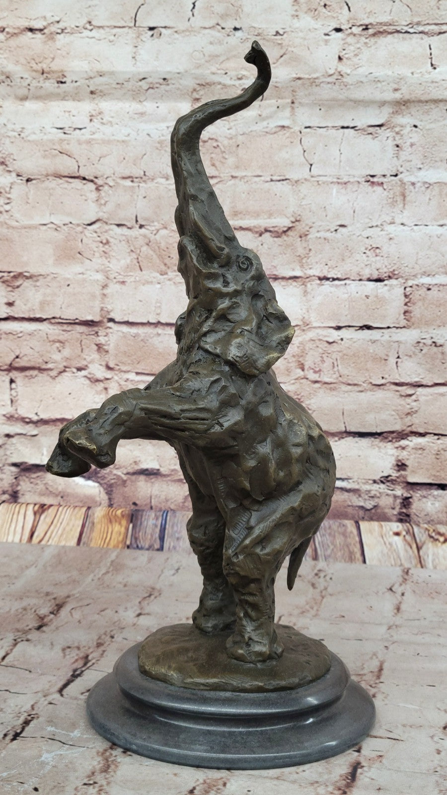 Bronze Sculpture Jumping Elephant Hand Made by Lost Wax Method Home Decor