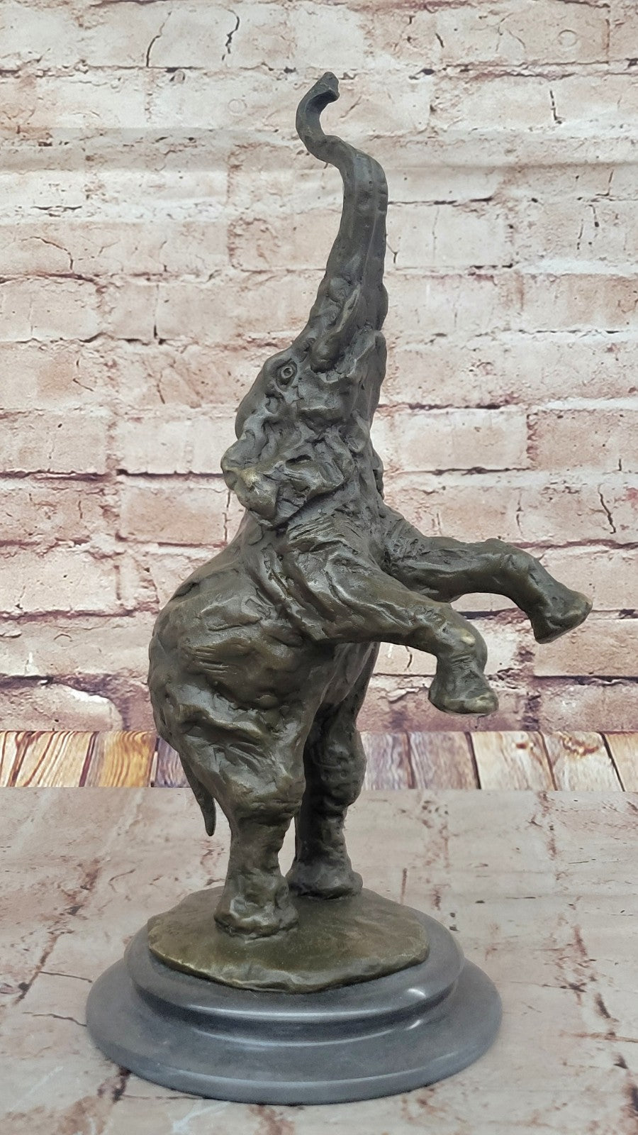 Bronze Sculpture Jumping Elephant Hand Made by Lost Wax Method Home Decor