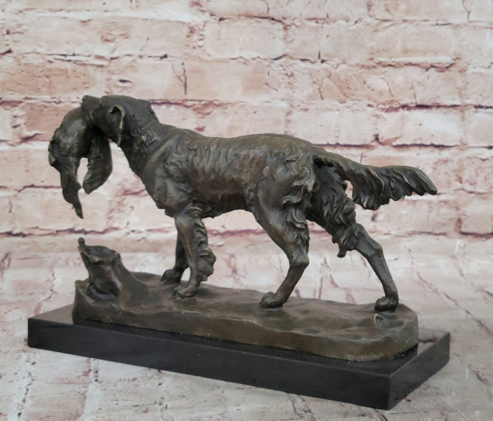 Labrador Retriever Bird Hunting Dog Bronze Marble Sculpture Trials Award Statue