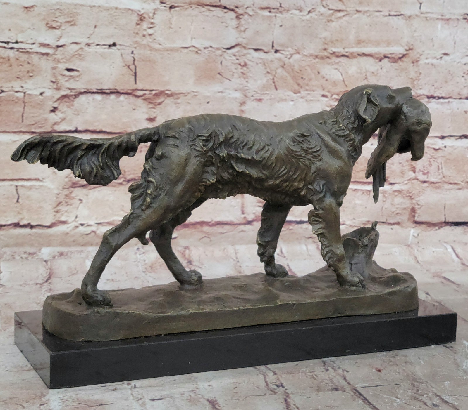 Labrador Retriever Bird Hunting Dog Bronze Marble Sculpture Trials Award Statue