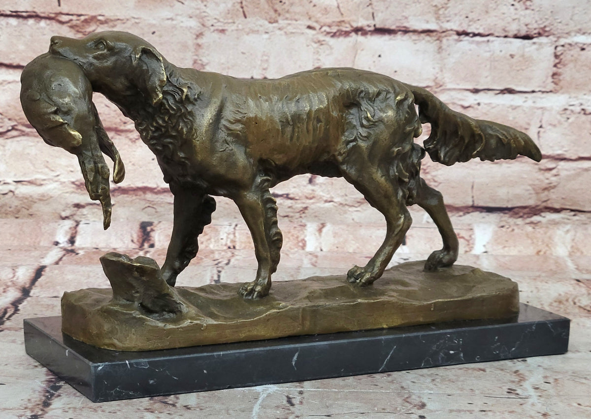 Labrador Retriever Bird Hunting Dog Bronze Marble Sculpture Trials Award Statue