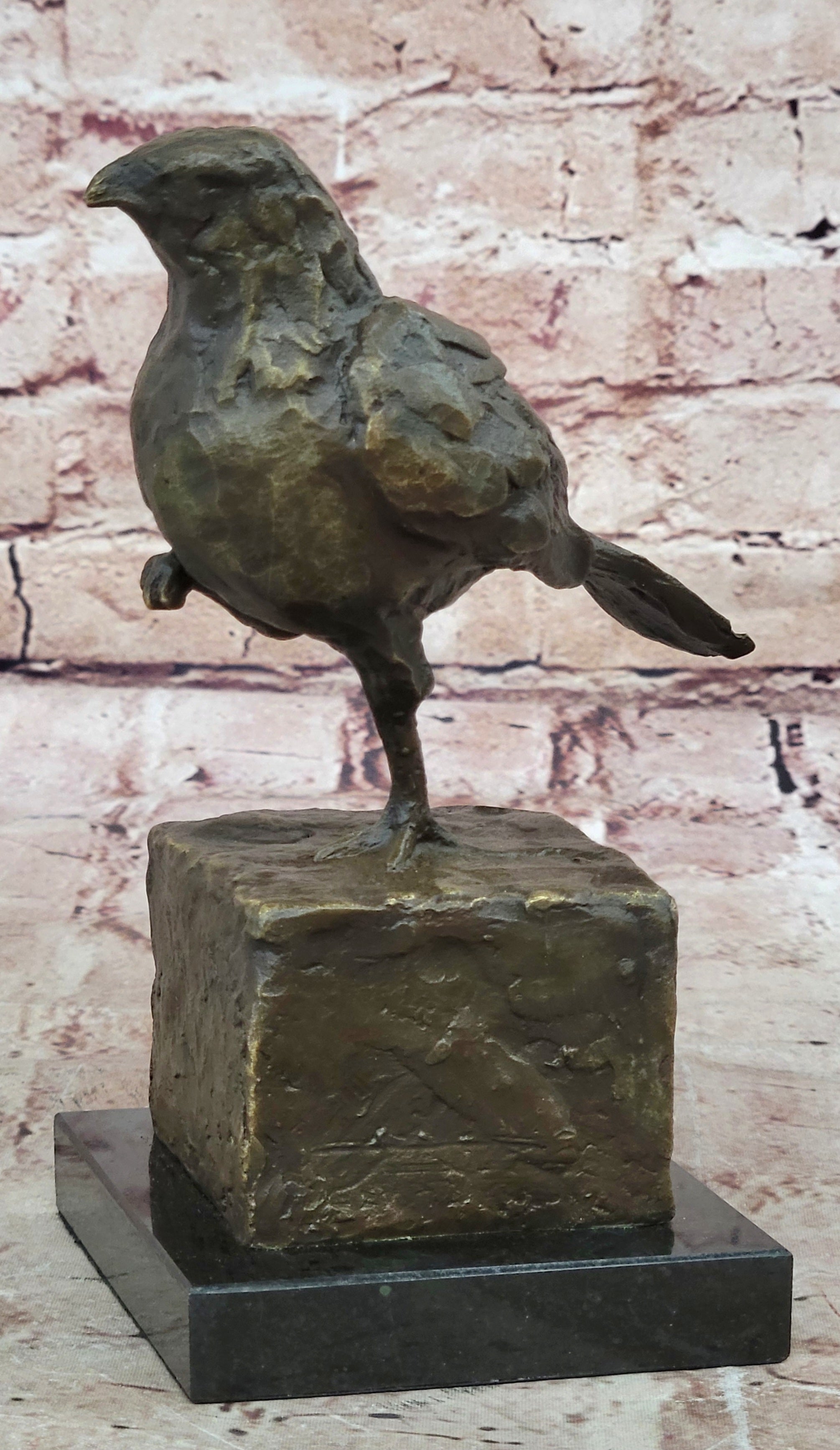RARE MILO AUSTRIAN SPARROW PIGEON BRONZE SCULPTUTURE MARBLE BASE FIGURINE FIGURE