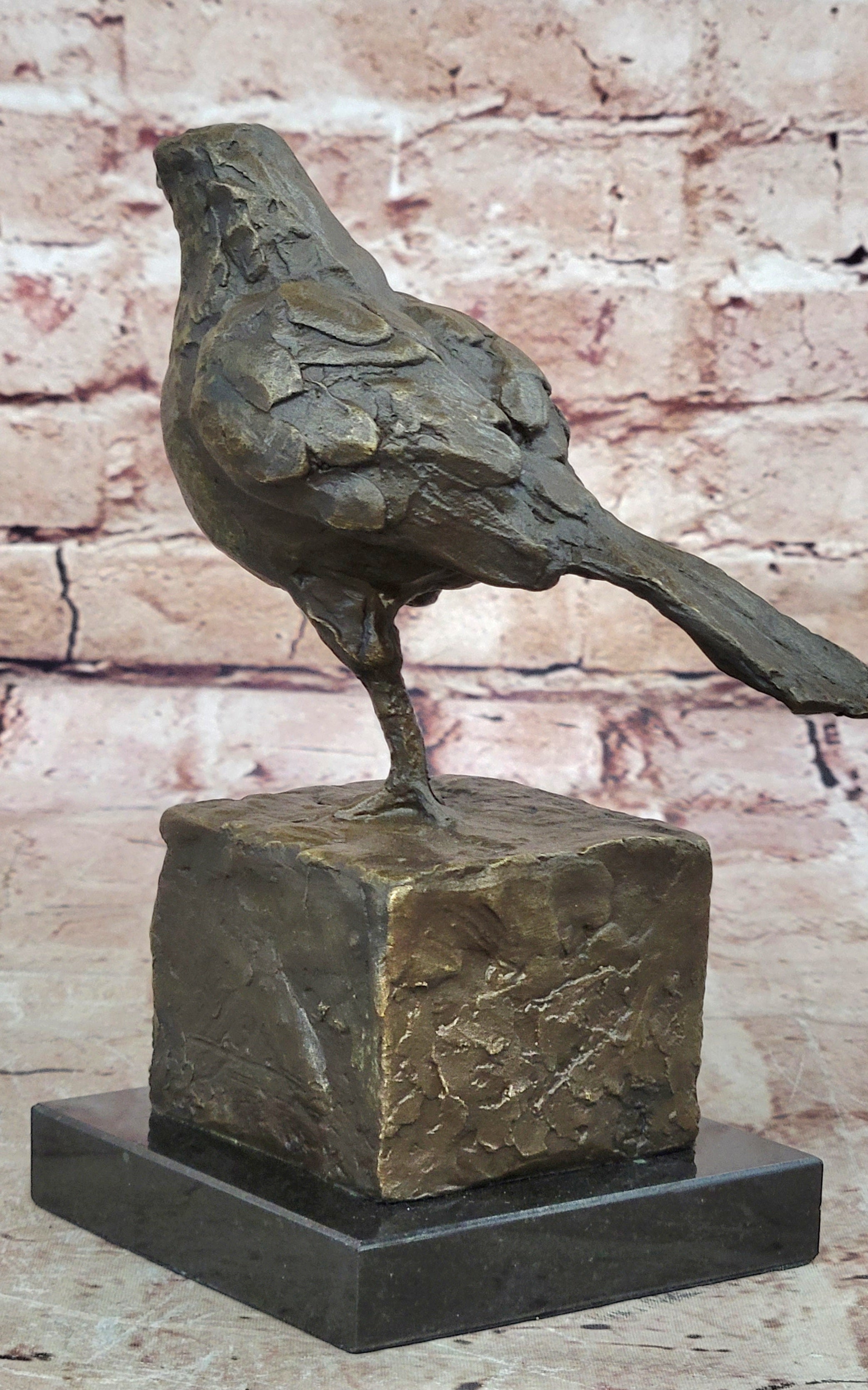 RARE MILO AUSTRIAN SPARROW PIGEON BRONZE SCULPTUTURE MARBLE BASE FIGURINE FIGURE