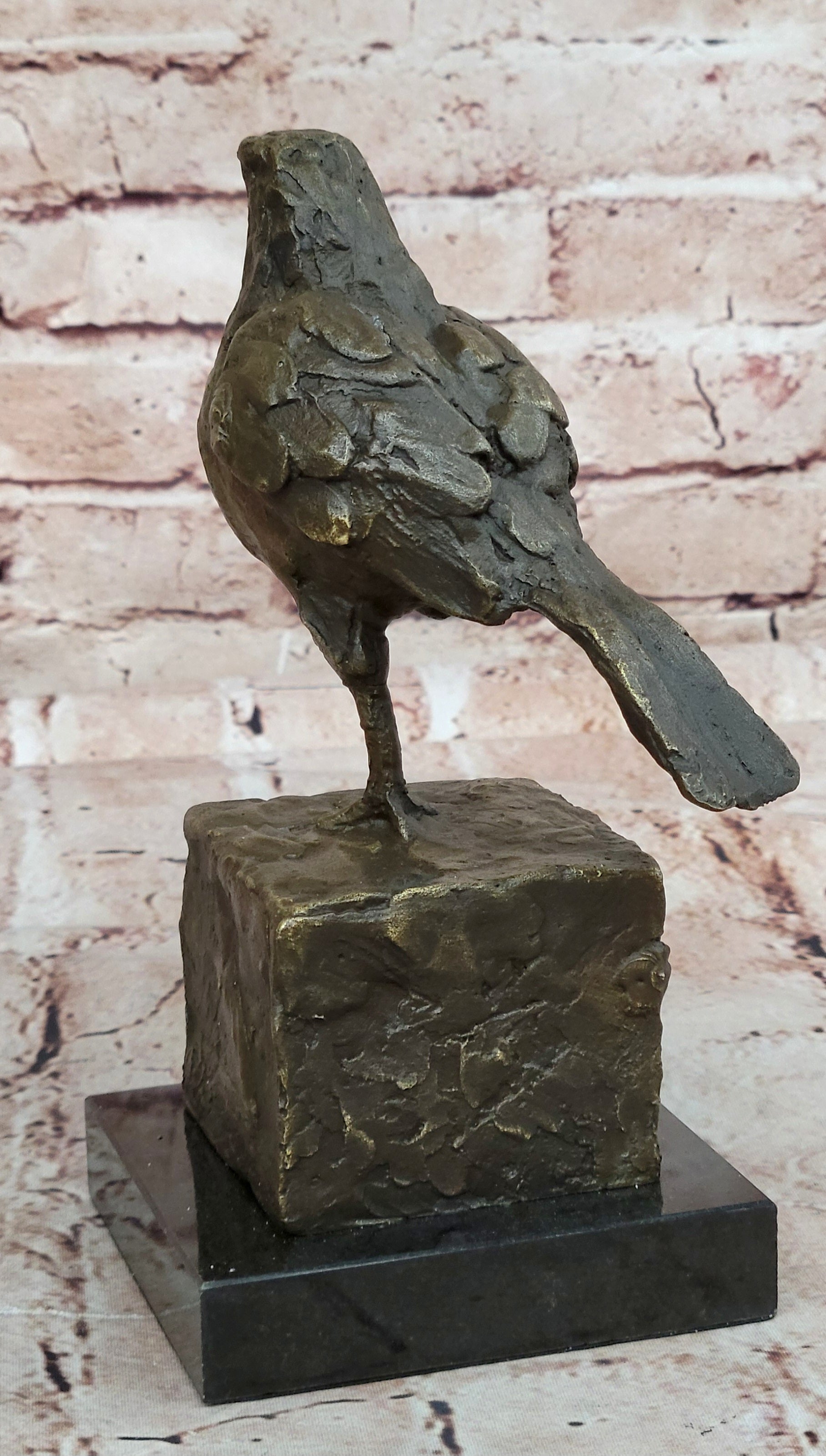RARE MILO AUSTRIAN SPARROW PIGEON BRONZE SCULPTUTURE MARBLE BASE FIGURINE FIGURE