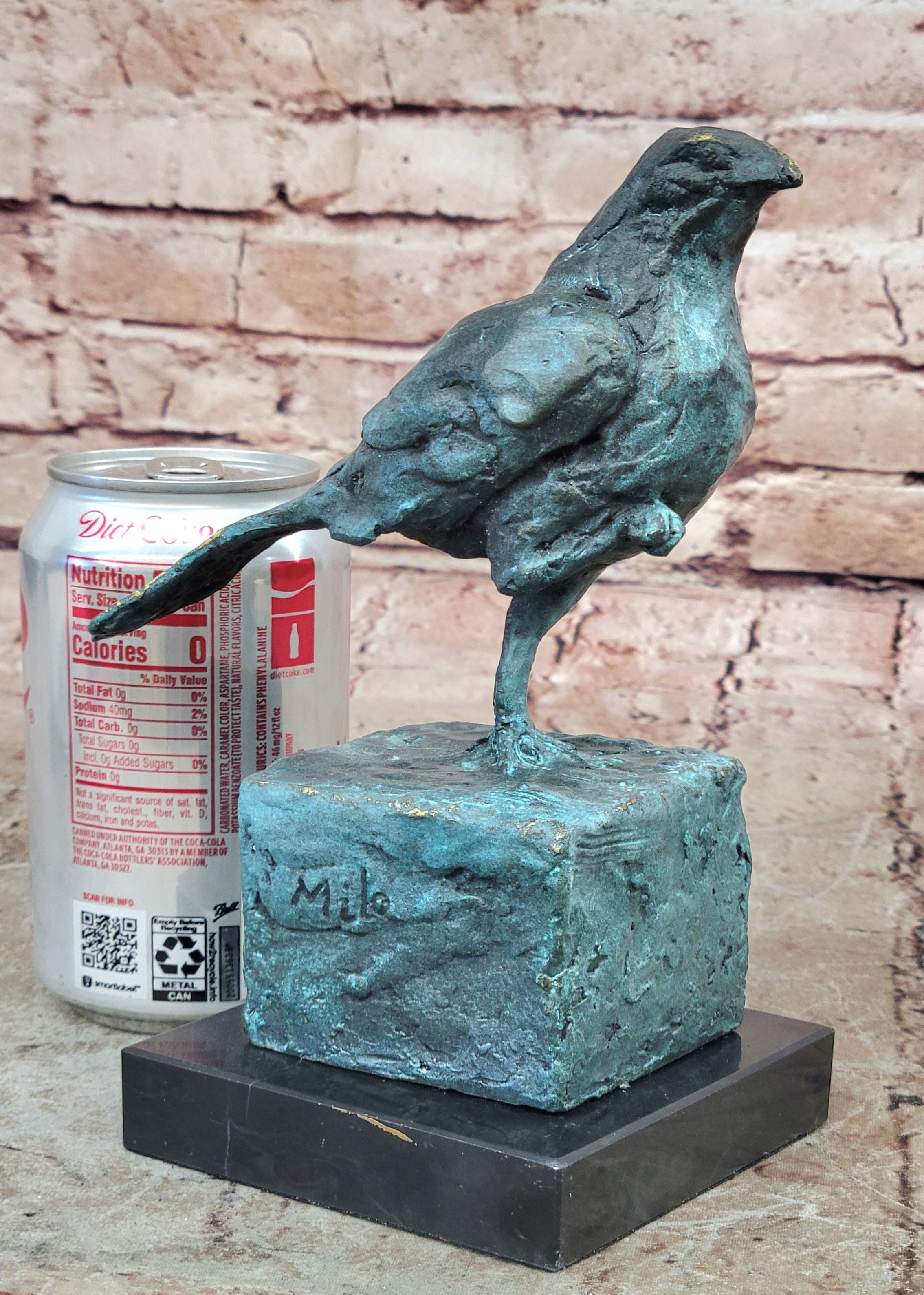 Green Patina Lost Wax Small Bird Bronze Sculpture Figure Hand Made Figurine Sale