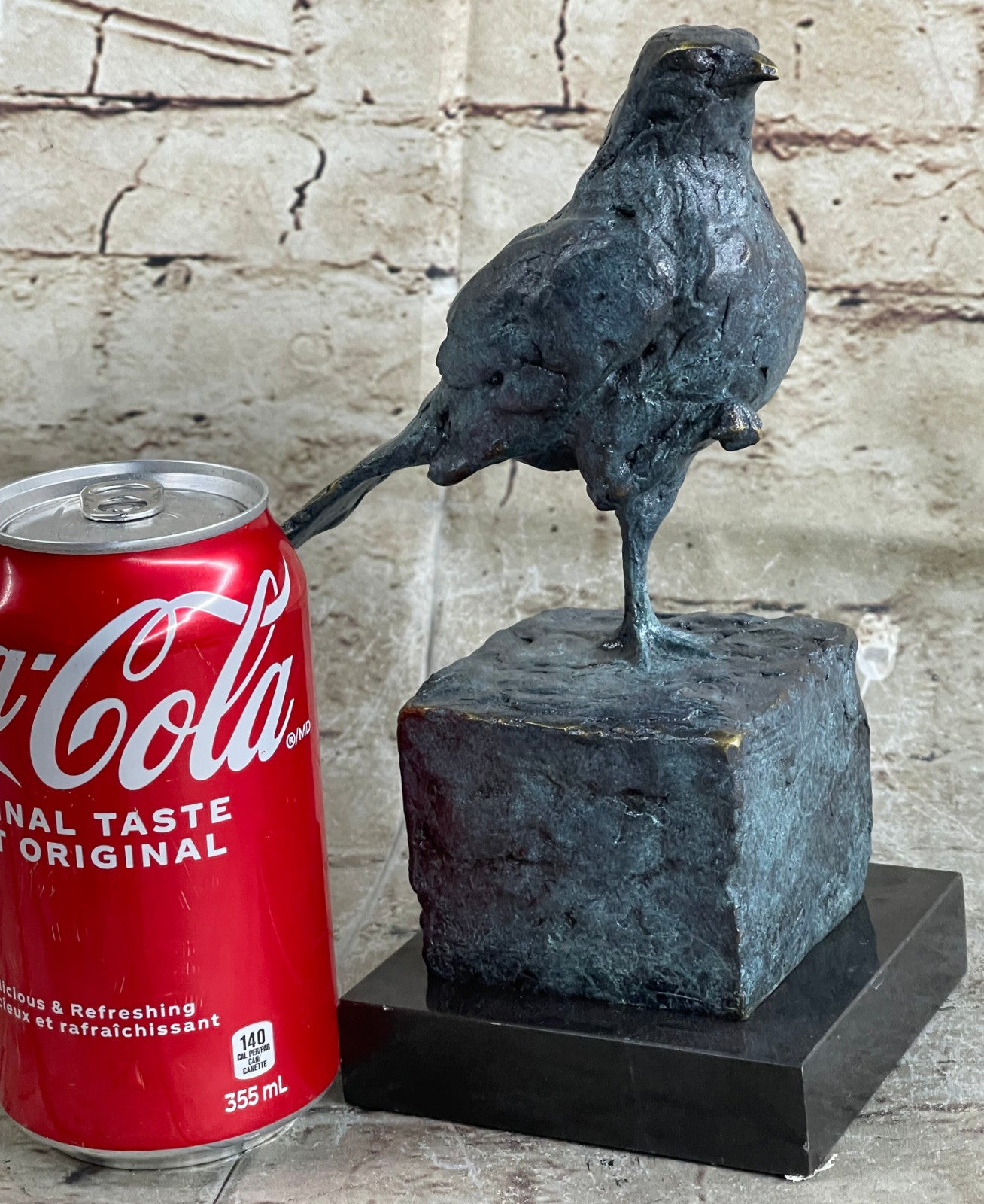 Green Patina Lost Wax Small Bird Bronze Sculpture Figure Hand Made Figurine Sale