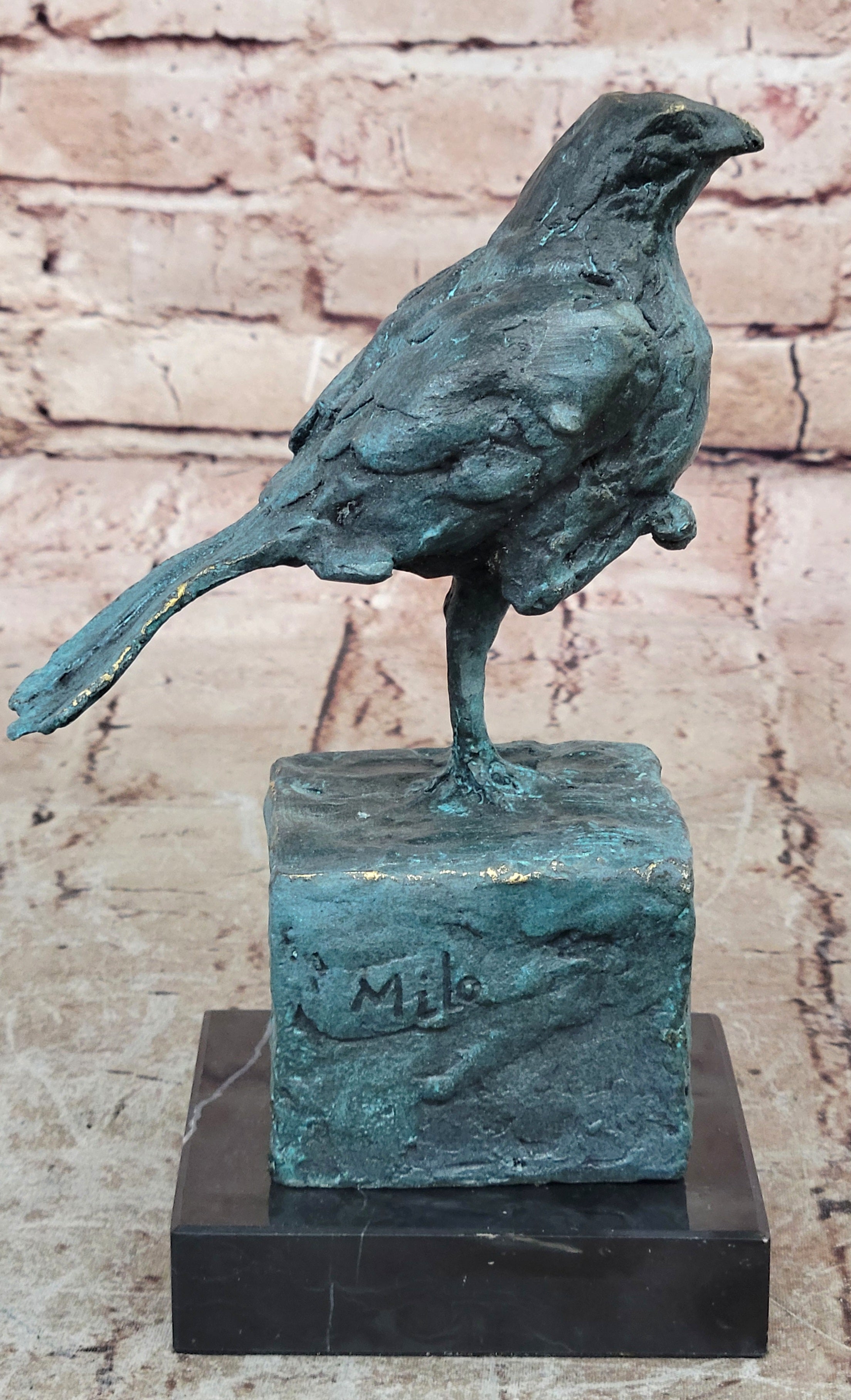 Green Patina Lost Wax Small Bird Bronze Sculpture Figure Hand Made Figurine Sale