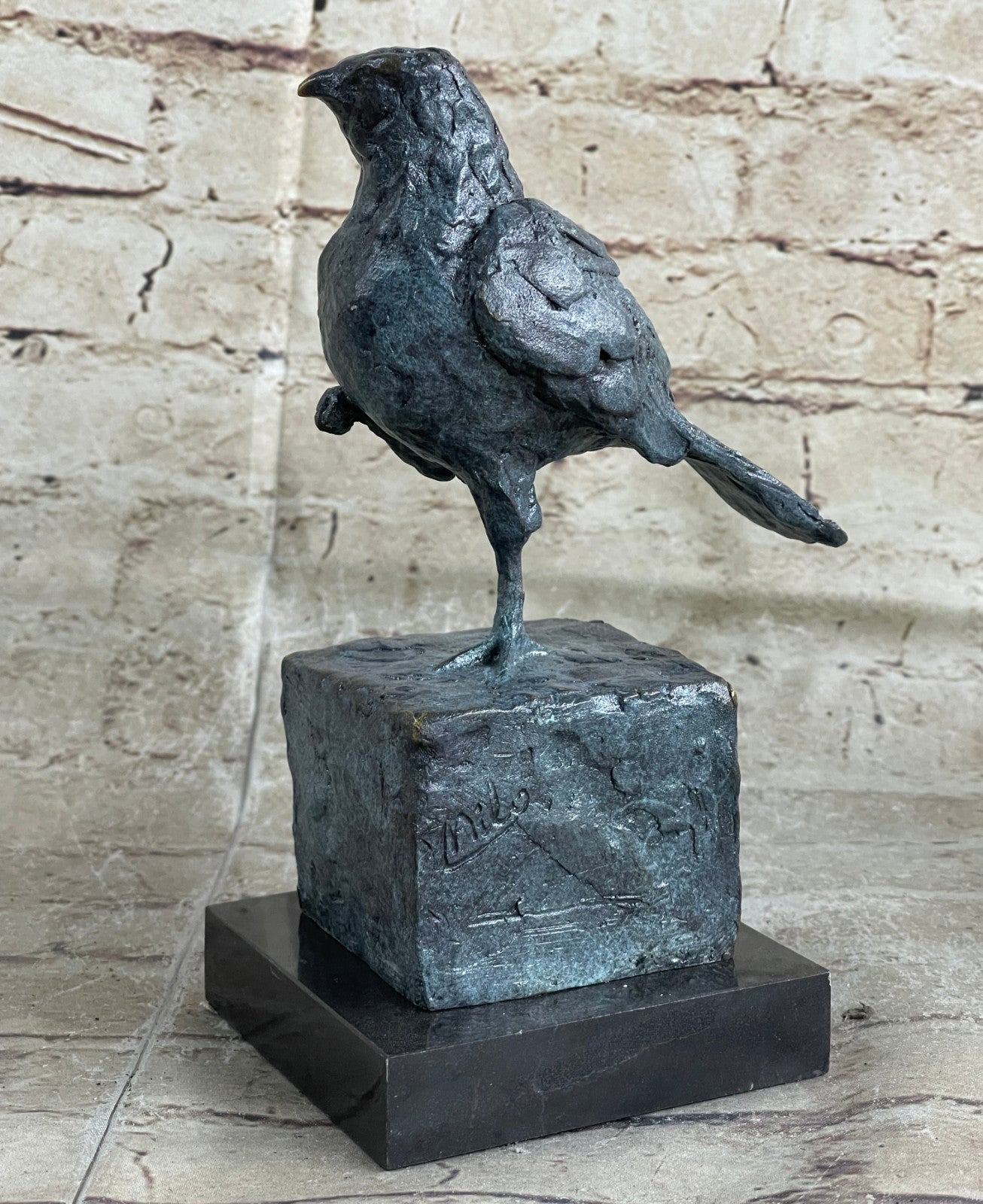 Green Patina Lost Wax Small Bird Bronze Sculpture Figure Hand Made Figurine Sale