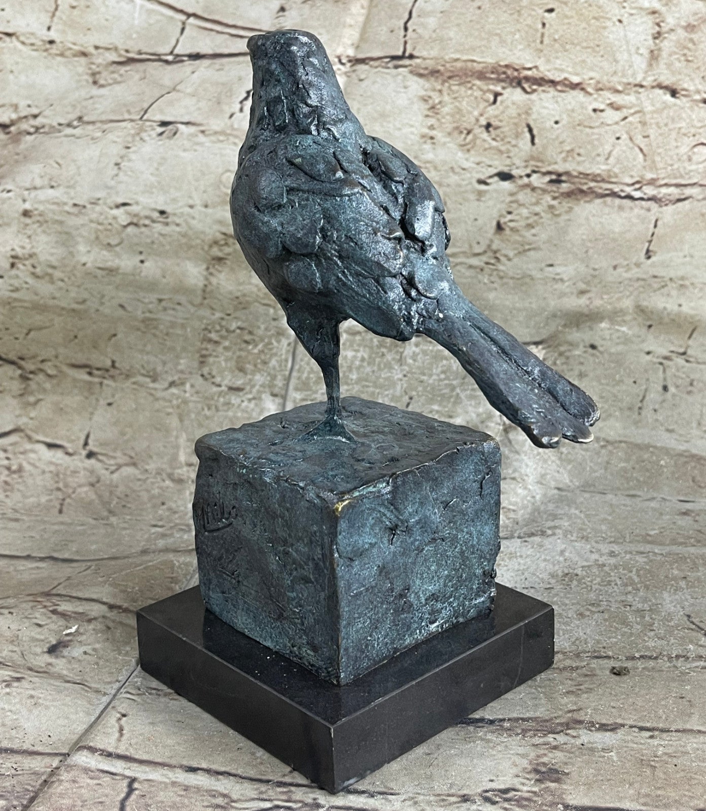 Green Patina Lost Wax Small Bird Bronze Sculpture Figure Hand Made Figurine Sale