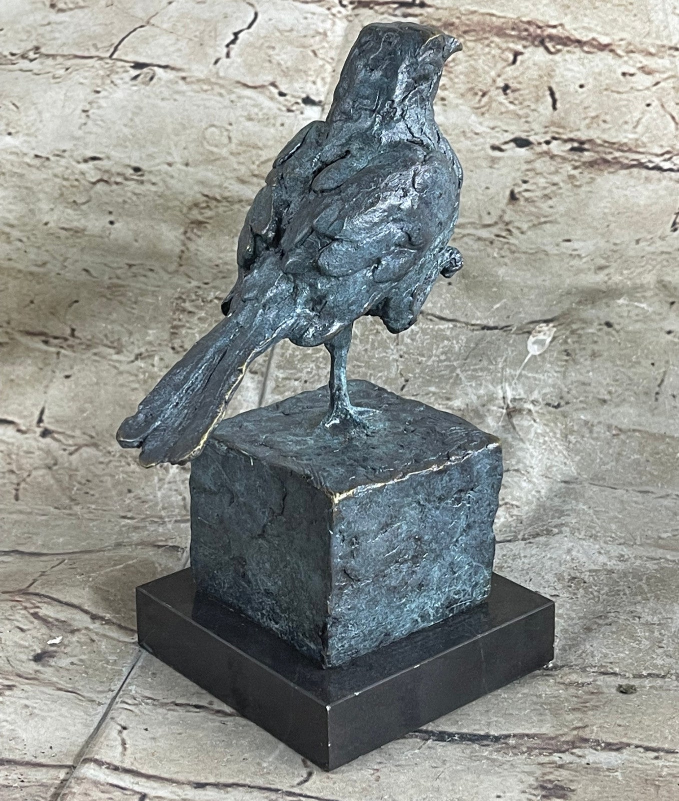 Green Patina Lost Wax Small Bird Bronze Sculpture Figure Hand Made Figurine Sale