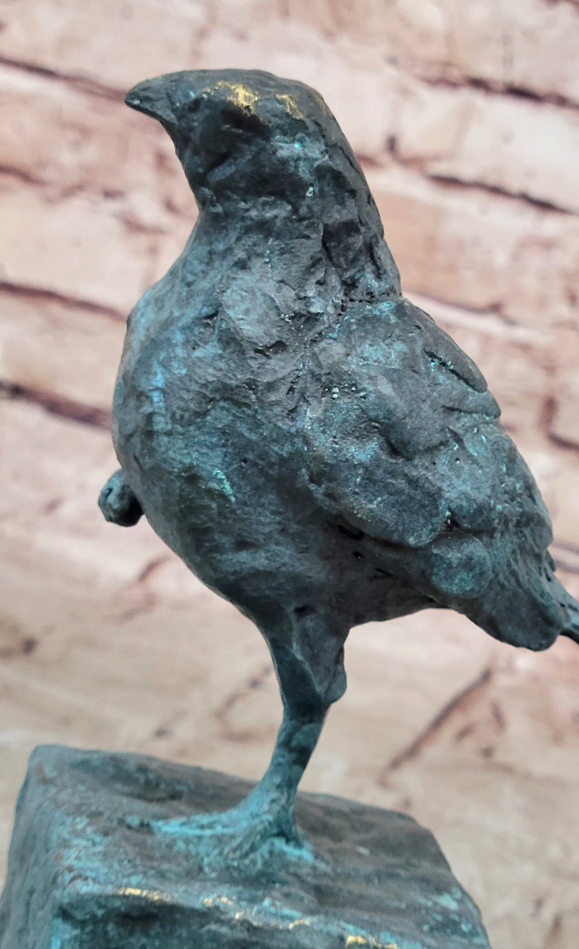 Green Patina Lost Wax Small Bird Bronze Sculpture Figure Hand Made Figurine Sale