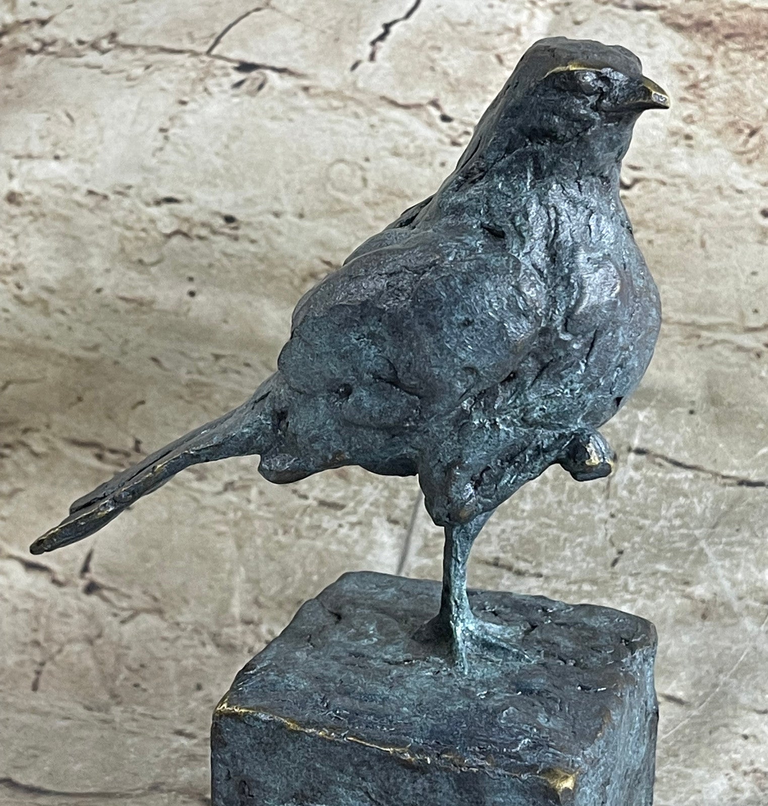 Green Patina Lost Wax Small Bird Bronze Sculpture Figure Hand Made Figurine Sale