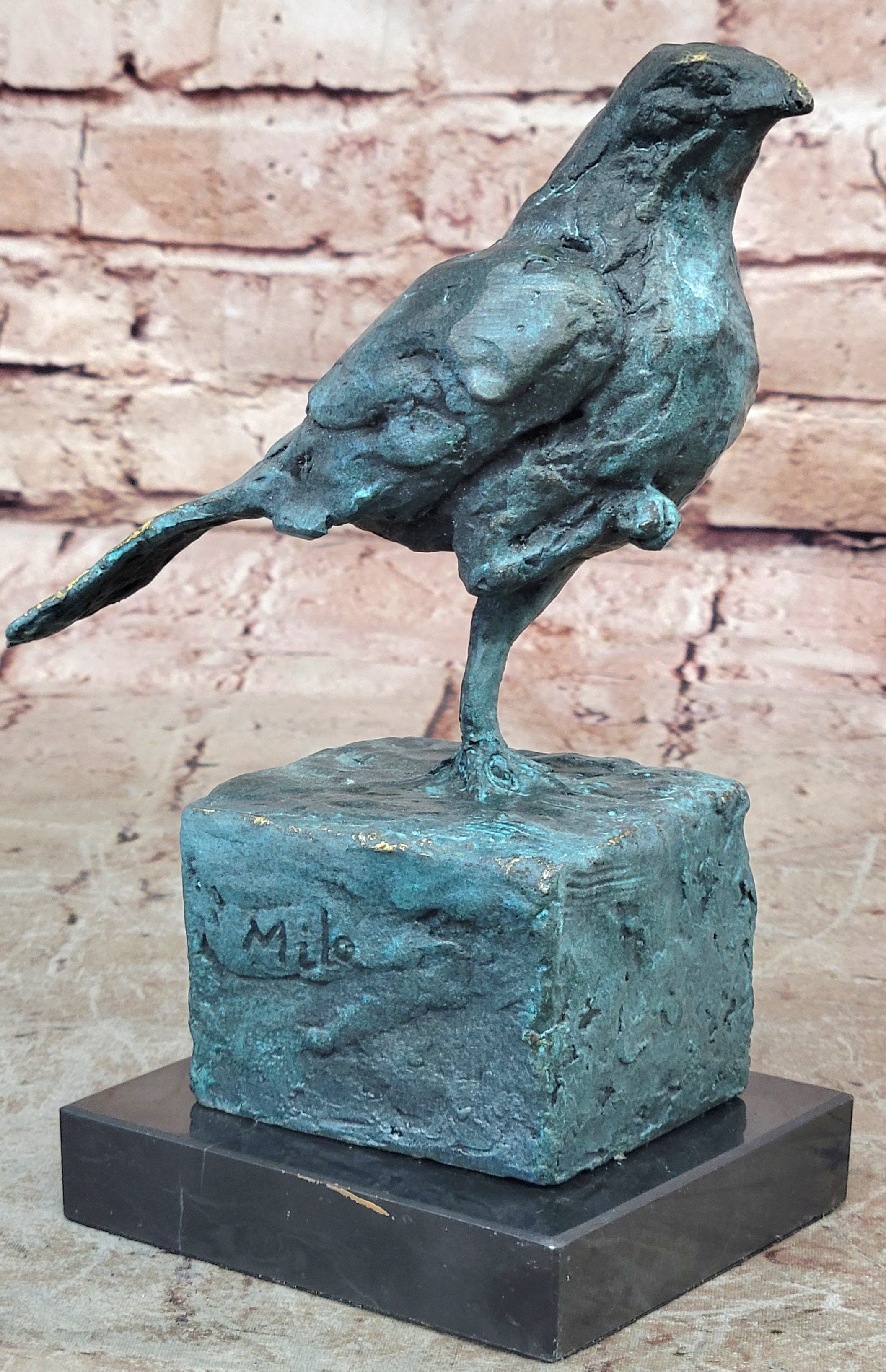 Green Patina Lost Wax Small Bird Bronze Sculpture Figure Hand Made Figurine Sale