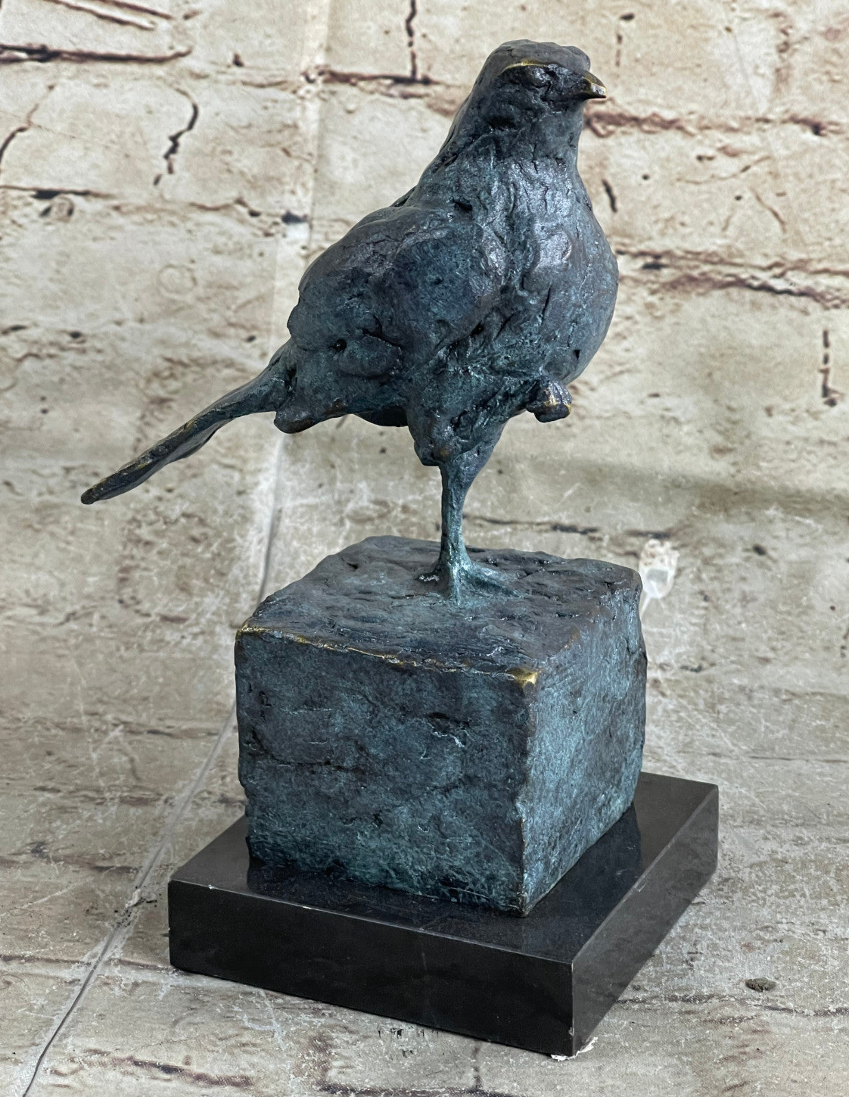 Green Patina Lost Wax Small Bird Bronze Sculpture Figure Hand Made Figurine Sale