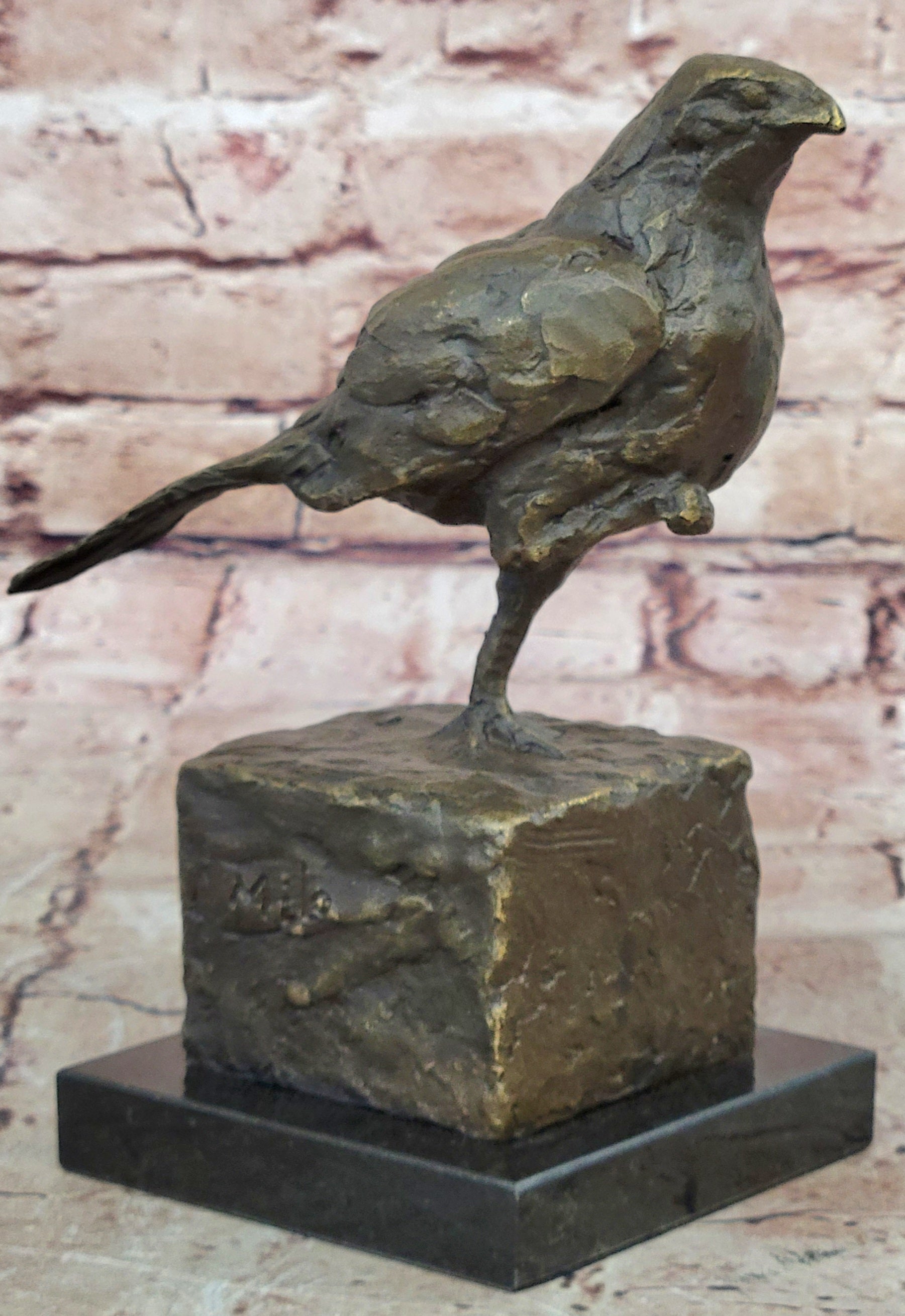 RARE MILO AUSTRIAN SPARROW PIGEON BRONZE SCULPTUTURE MARBLE BASE FIGURINE FIGURE