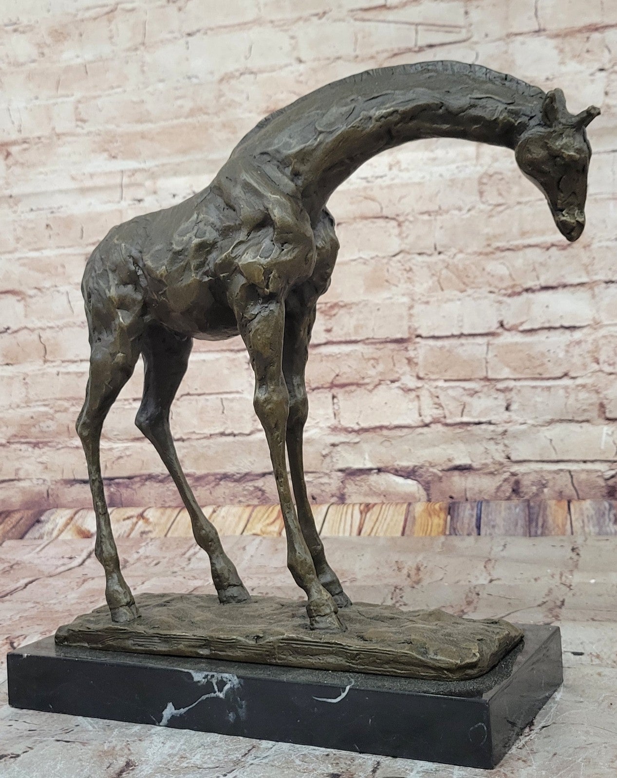 Graceful Giraffe Bronze Figure Sculpture Signed Milo Lost Wax Method Wildlife Art