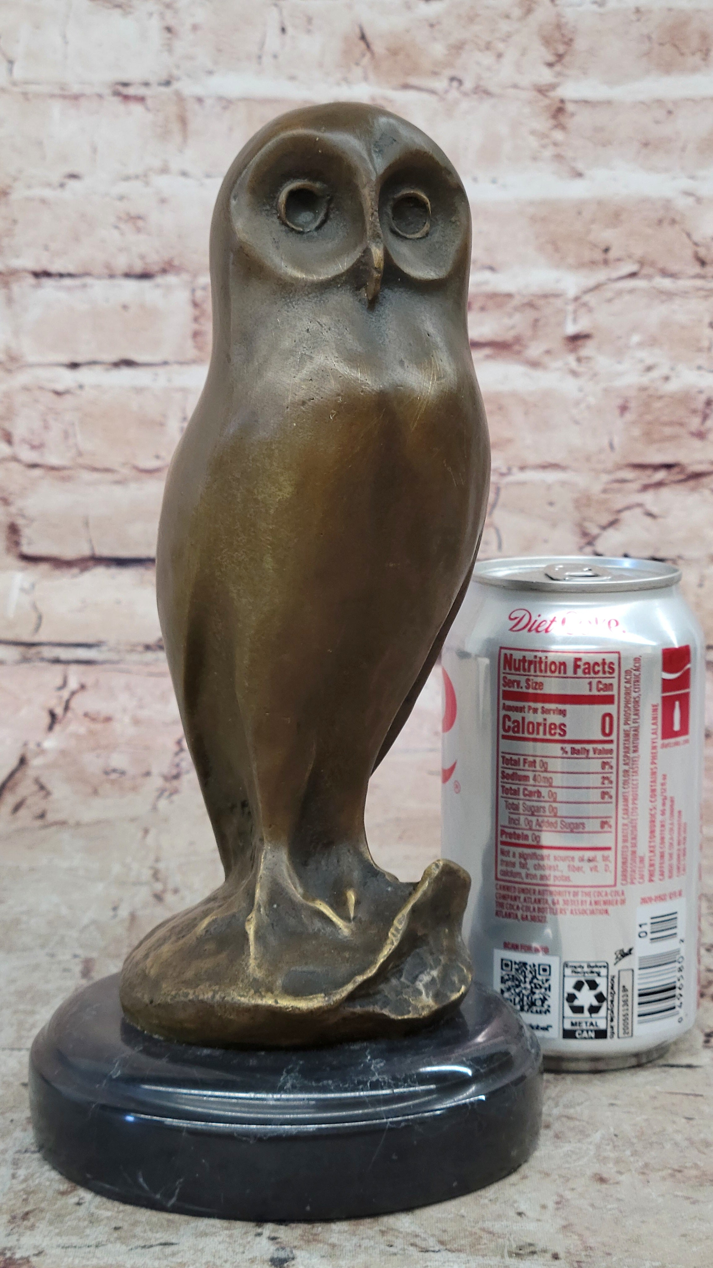 THE OWL ART DECO, BEAUTIFUL BRONZE STATUE SCULPTURE ON MARBLE REAL BRONZE PIECE