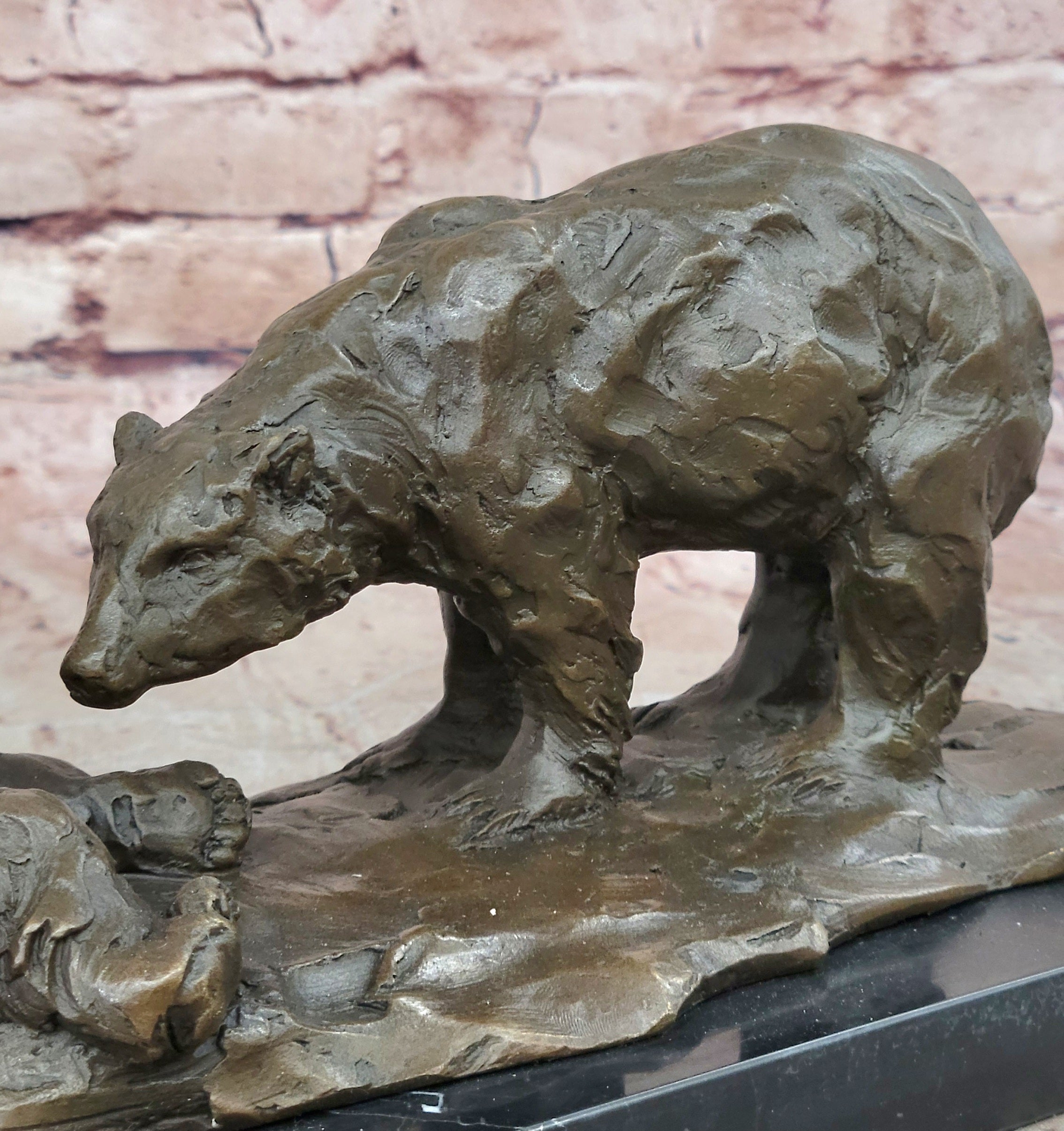 Hot Cast Home Office Decor: Miguel Lopez`s French Bronze Bear & Cubs Statue