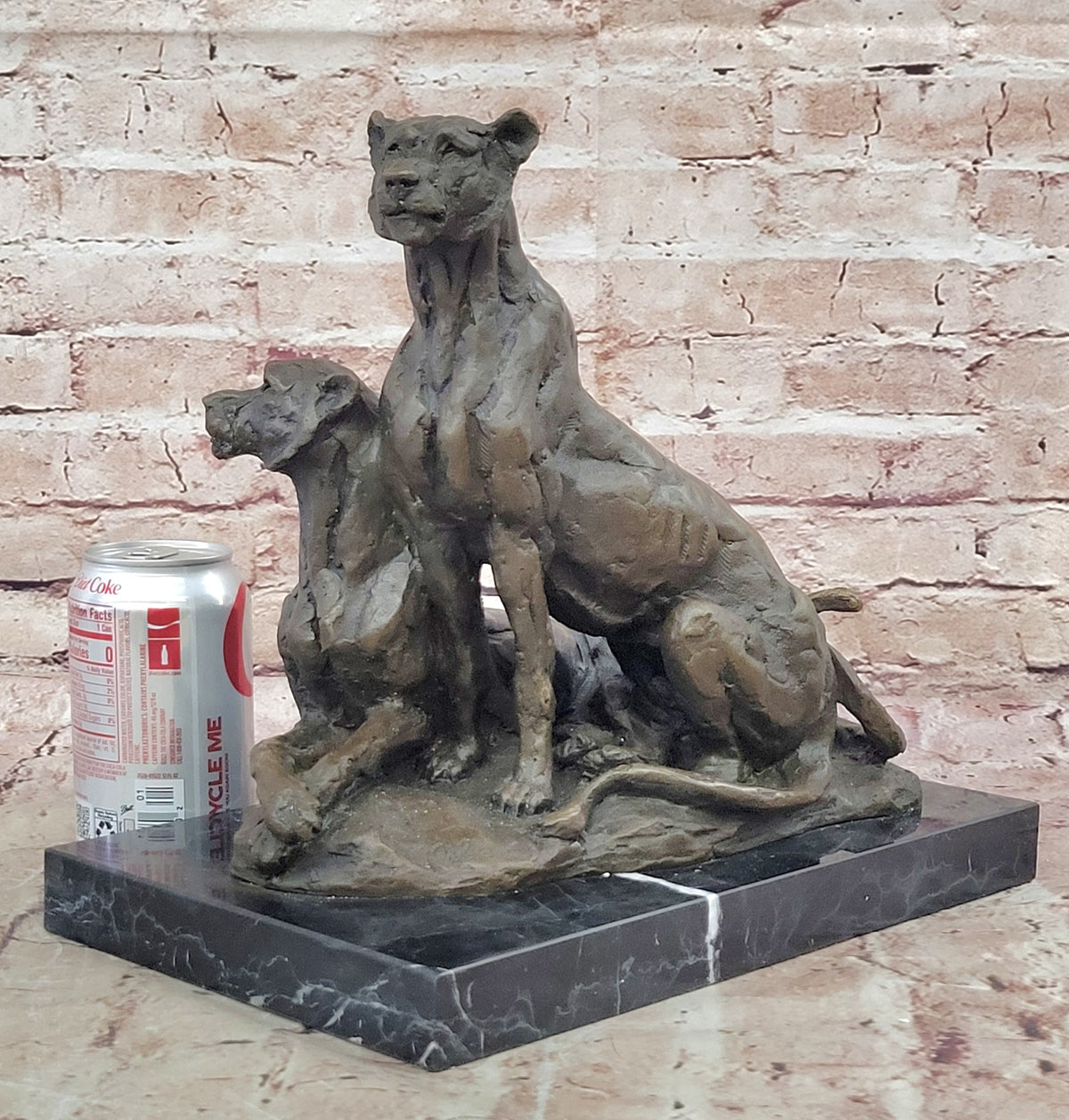 Milo`s Hot Cast Bronze Statue: Two Panthers, Modern Wildlife Art Decor Figure