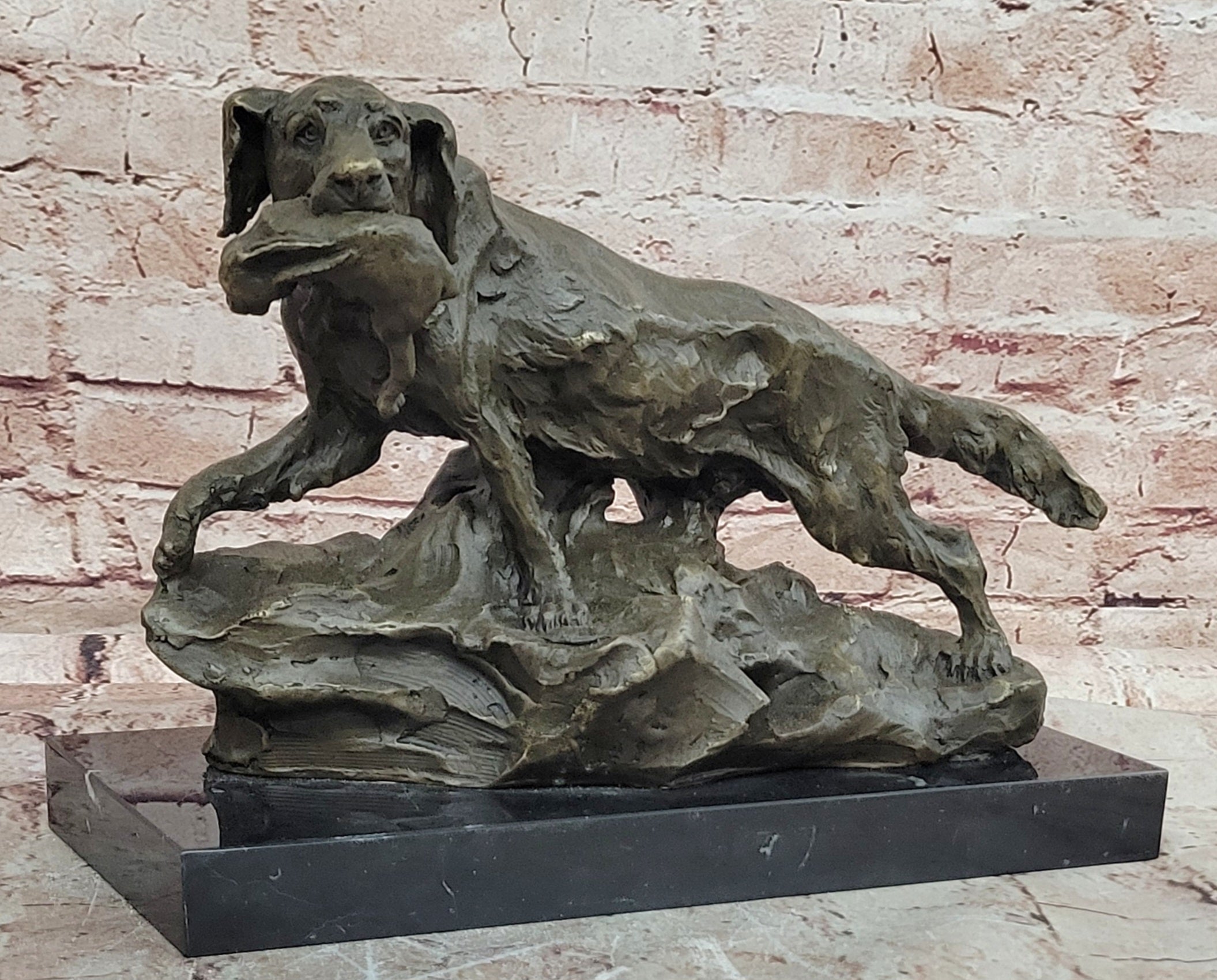 Milo Signed Labrador Retriever Bronze Sculpture Dog with Duck Hot Cast