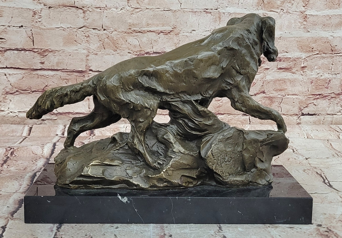 Signed Milo Labrador Retriever Bronze Dog Duck Sculpture