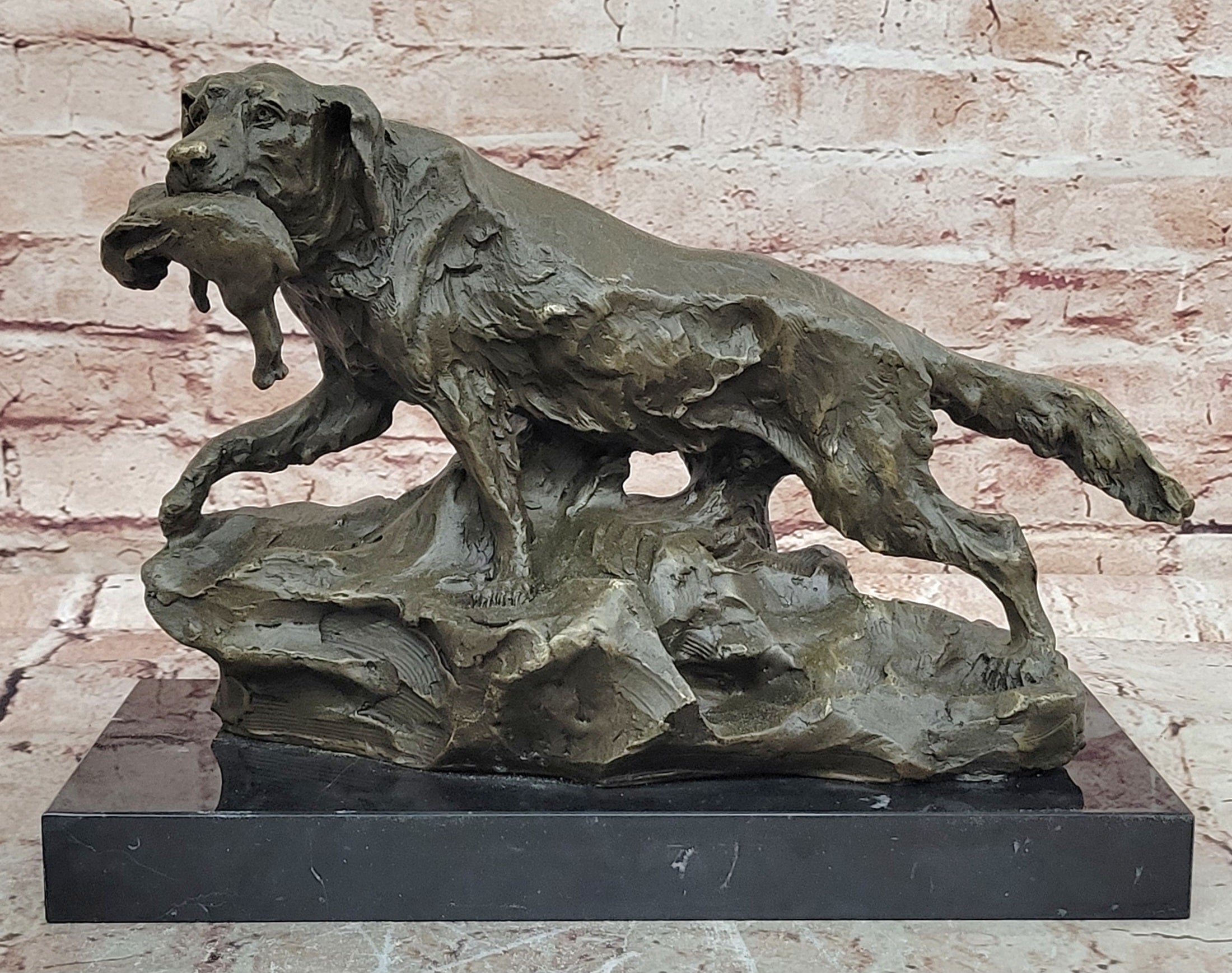 Milo Signed Labrador Retriever Bronze Sculpture Dog with Duck Hot Cast