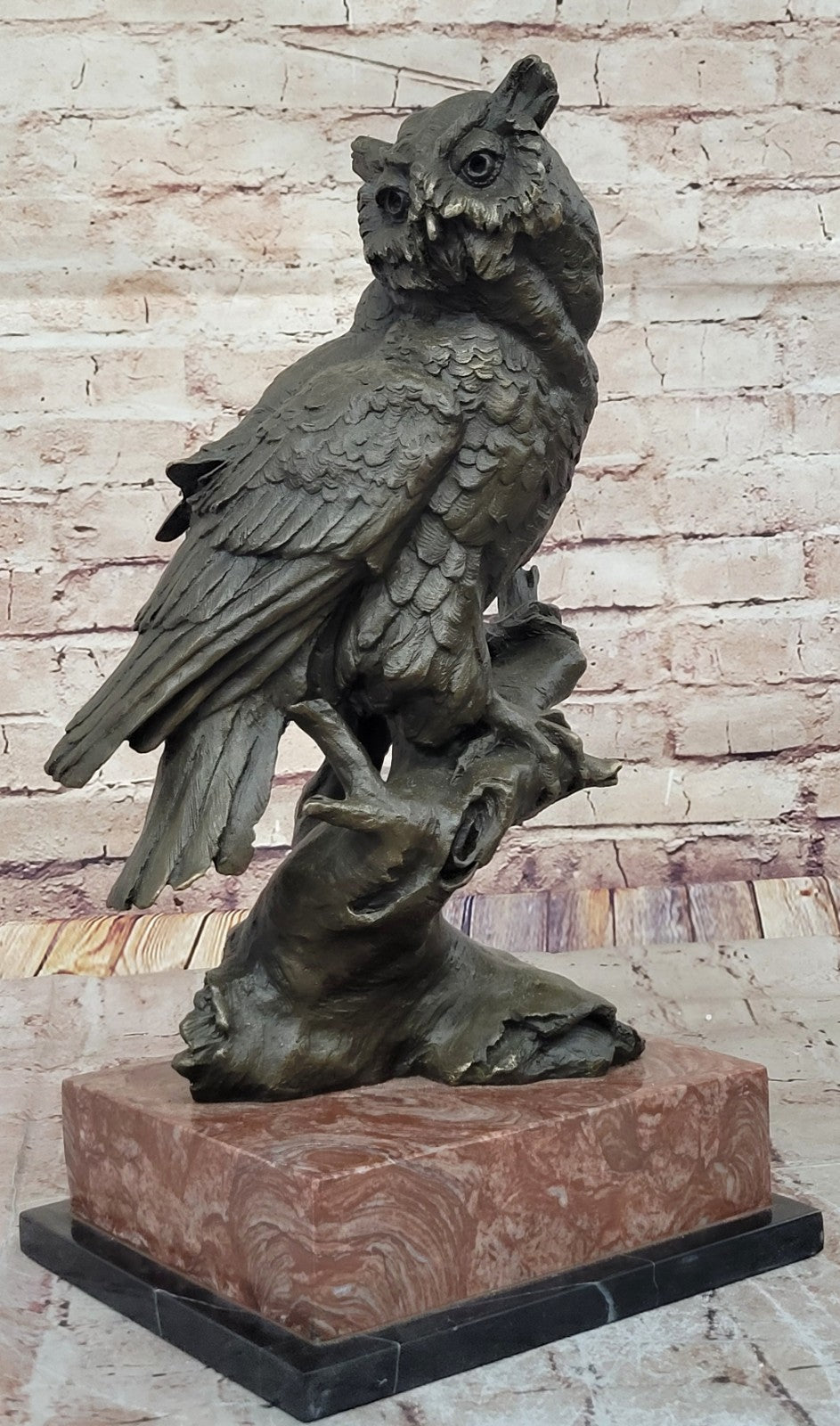Large Signed Original Art Deco Owl Bird Bronze Statue by Milo Hot Casting