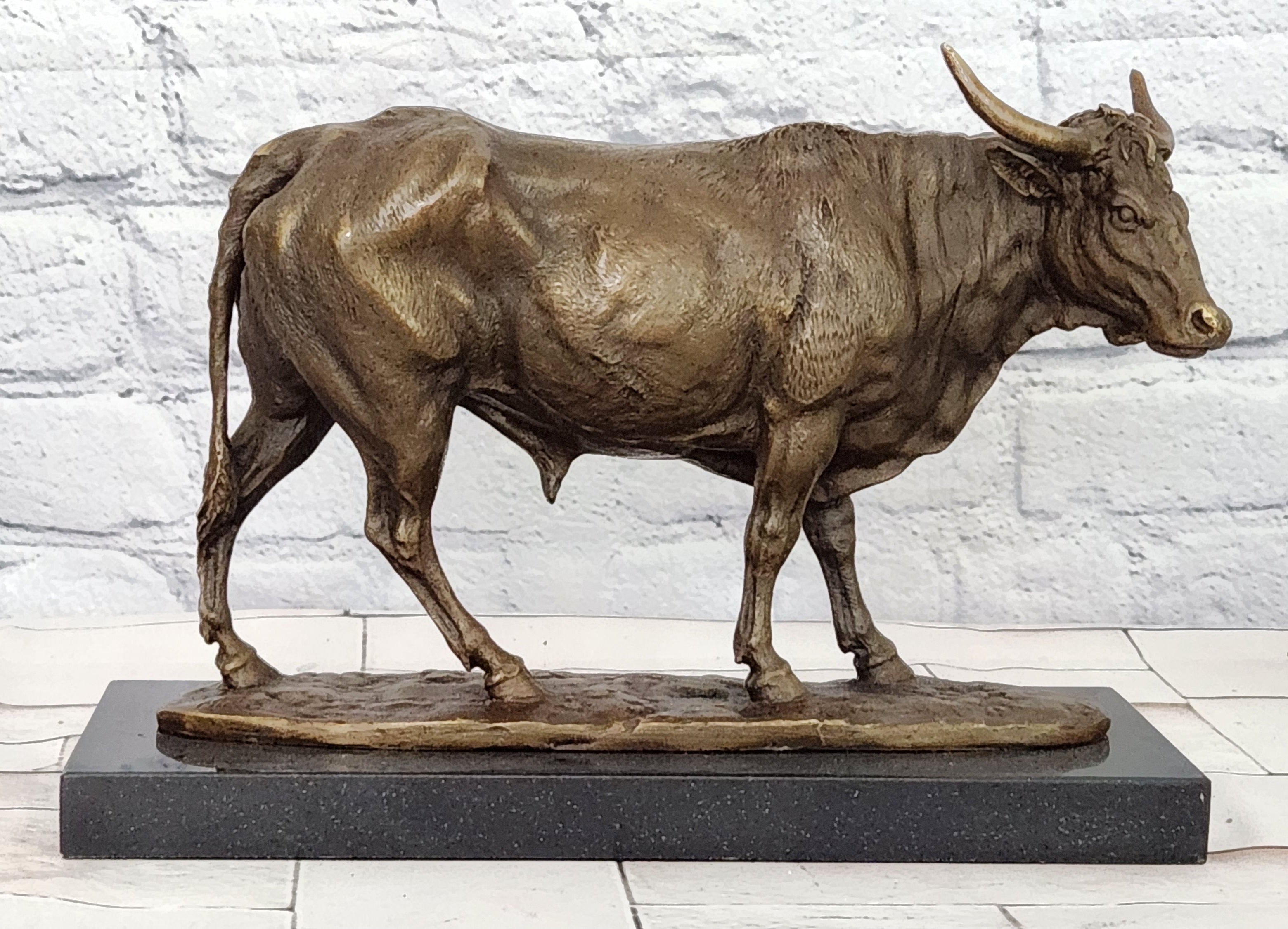 Art Deco Hot Cast Farm Trophy Cow Bull Bronze Sculpture Statute Figurine Figure