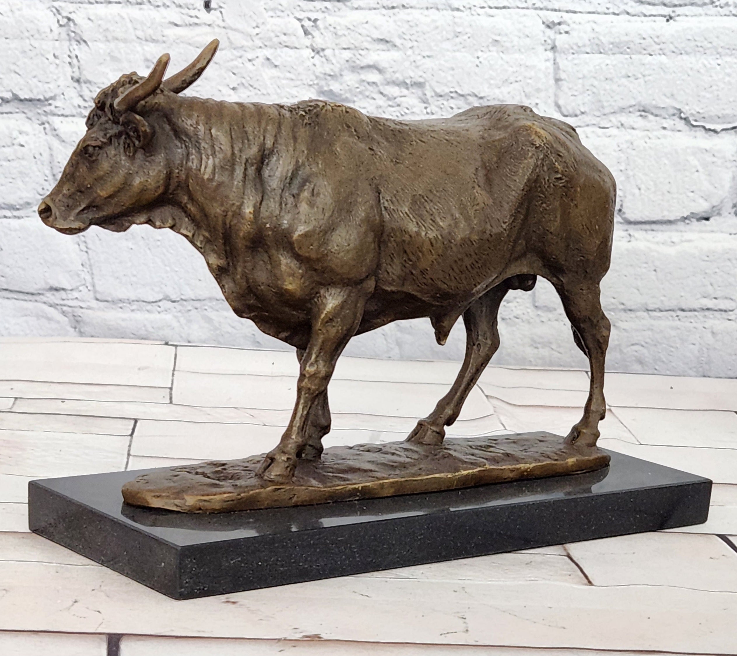 Art Deco Hot Cast Farm Trophy Cow Bull Bronze Sculpture Statute Figurine Figure