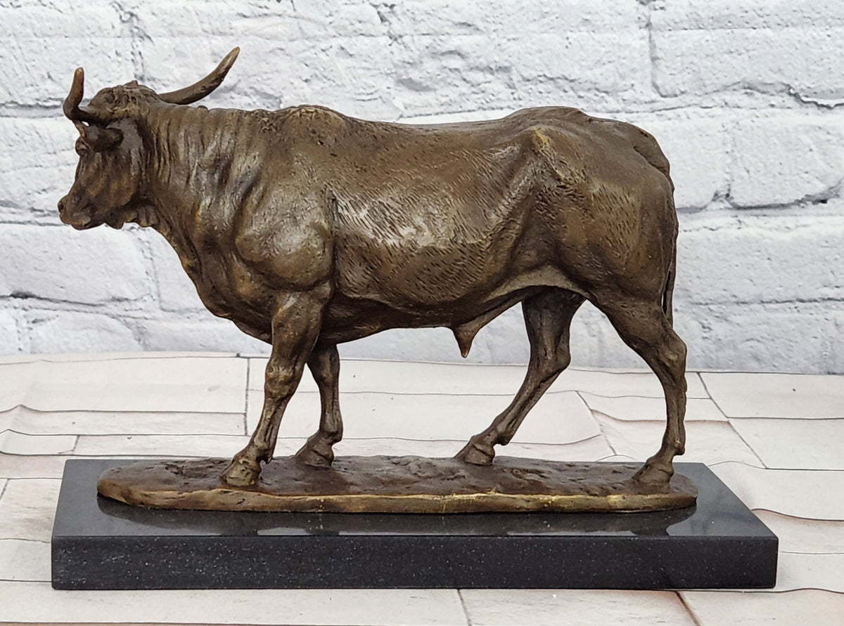 Art Deco Hot Cast Farm Trophy Cow Bull Bronze Sculpture Statute Figurine Figure