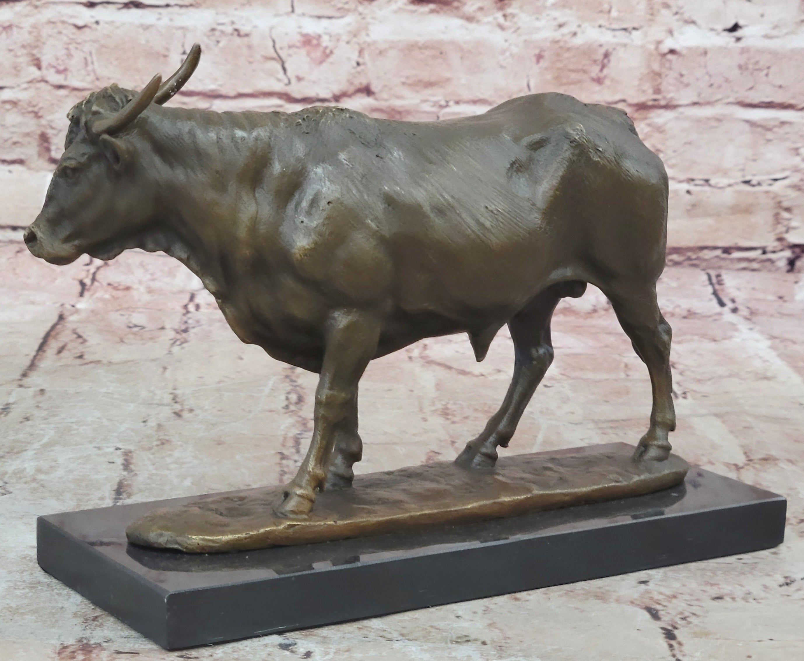 Art Deco Hot Cast Farm Trophy Cow Bull Bronze Sculpture Statute Figurine Figure