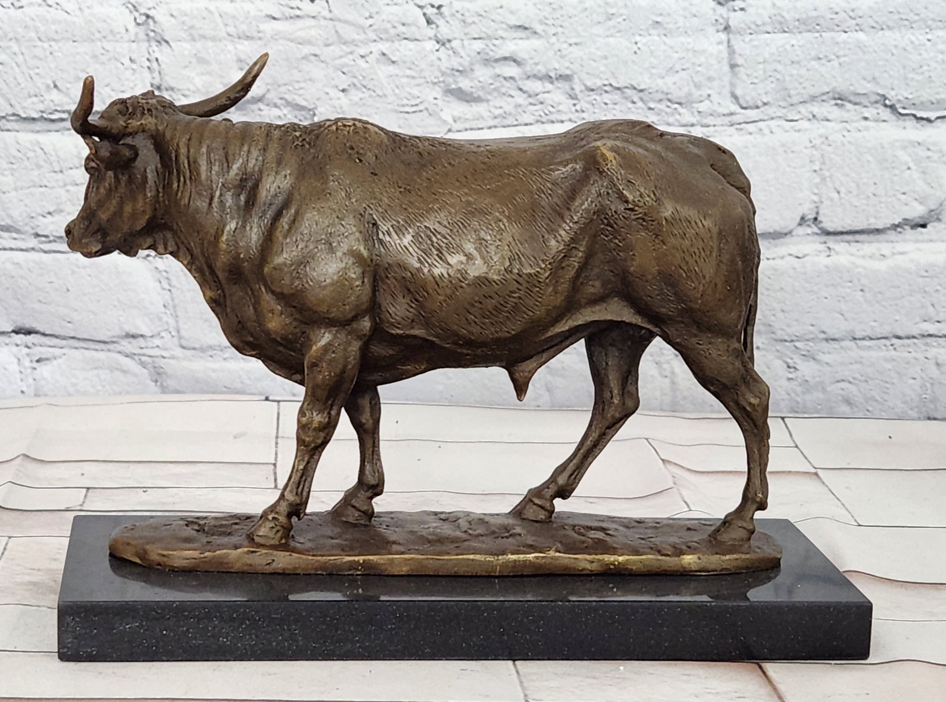 Art Deco Hot Cast Farm Trophy Cow Bull Bronze Sculpture Statute Figurine Figure