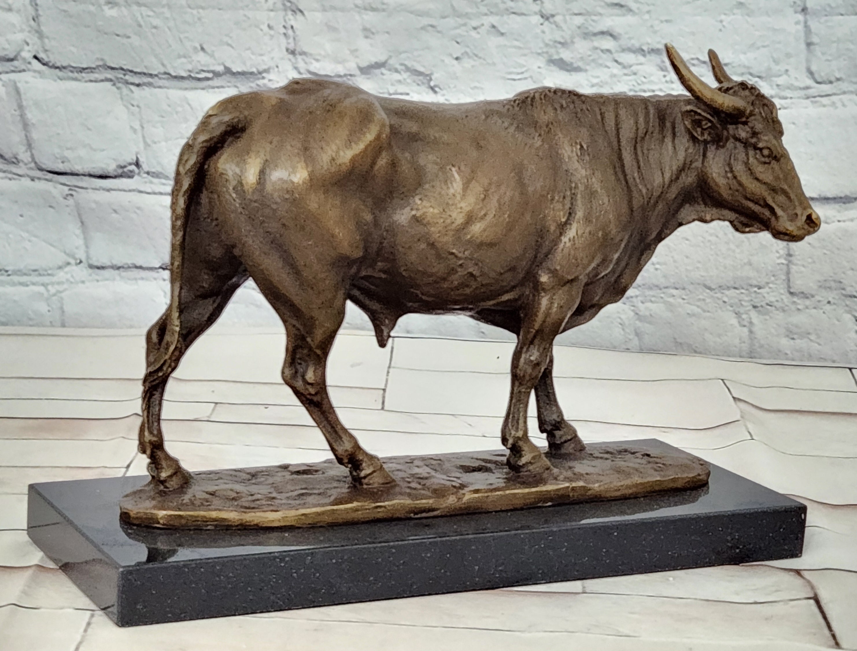 Art Deco Hot Cast Farm Trophy Cow Bull Bronze Sculpture Statute Figurine Figure