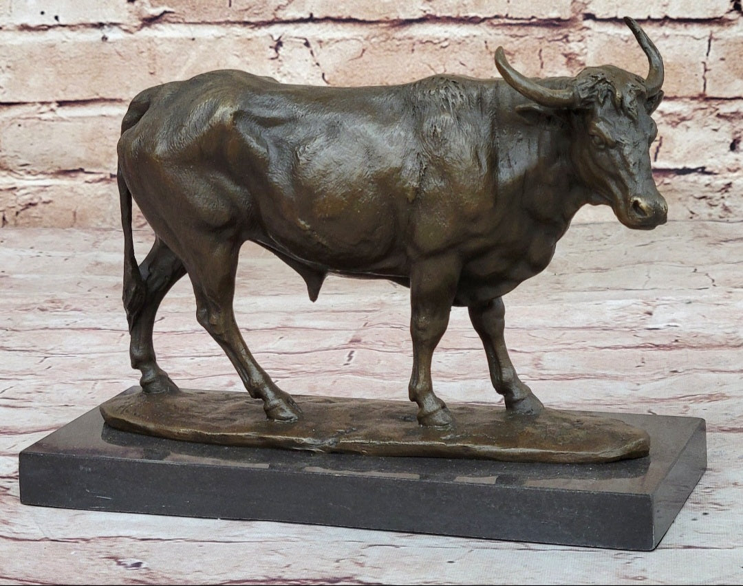 Art Deco Hot Cast Farm Trophy Cow Bull Bronze Sculpture Statute Figurine Figure