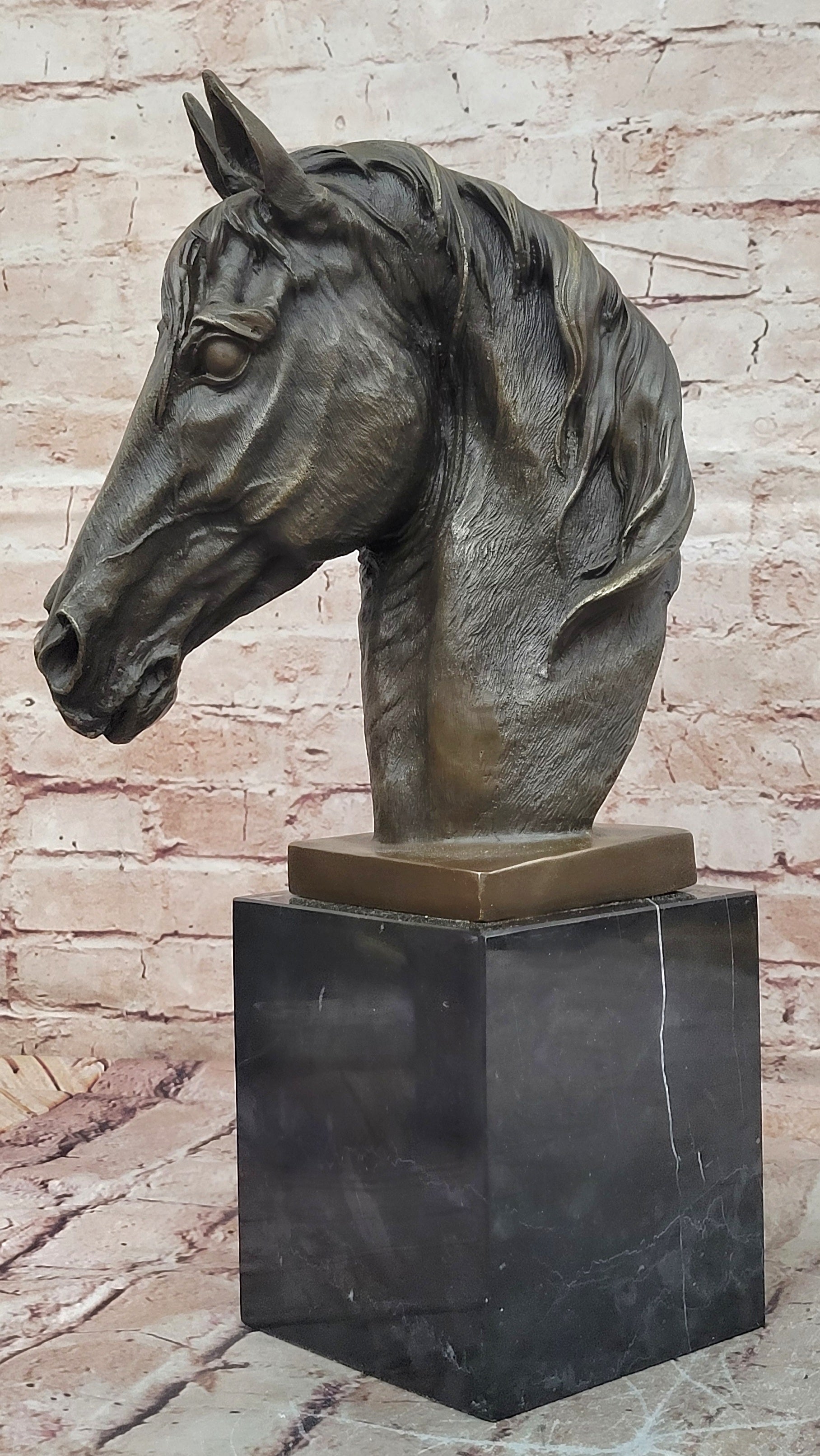 Genuine Milo Horse Bust Bronze Statue Fine Art Equestrian Collectible