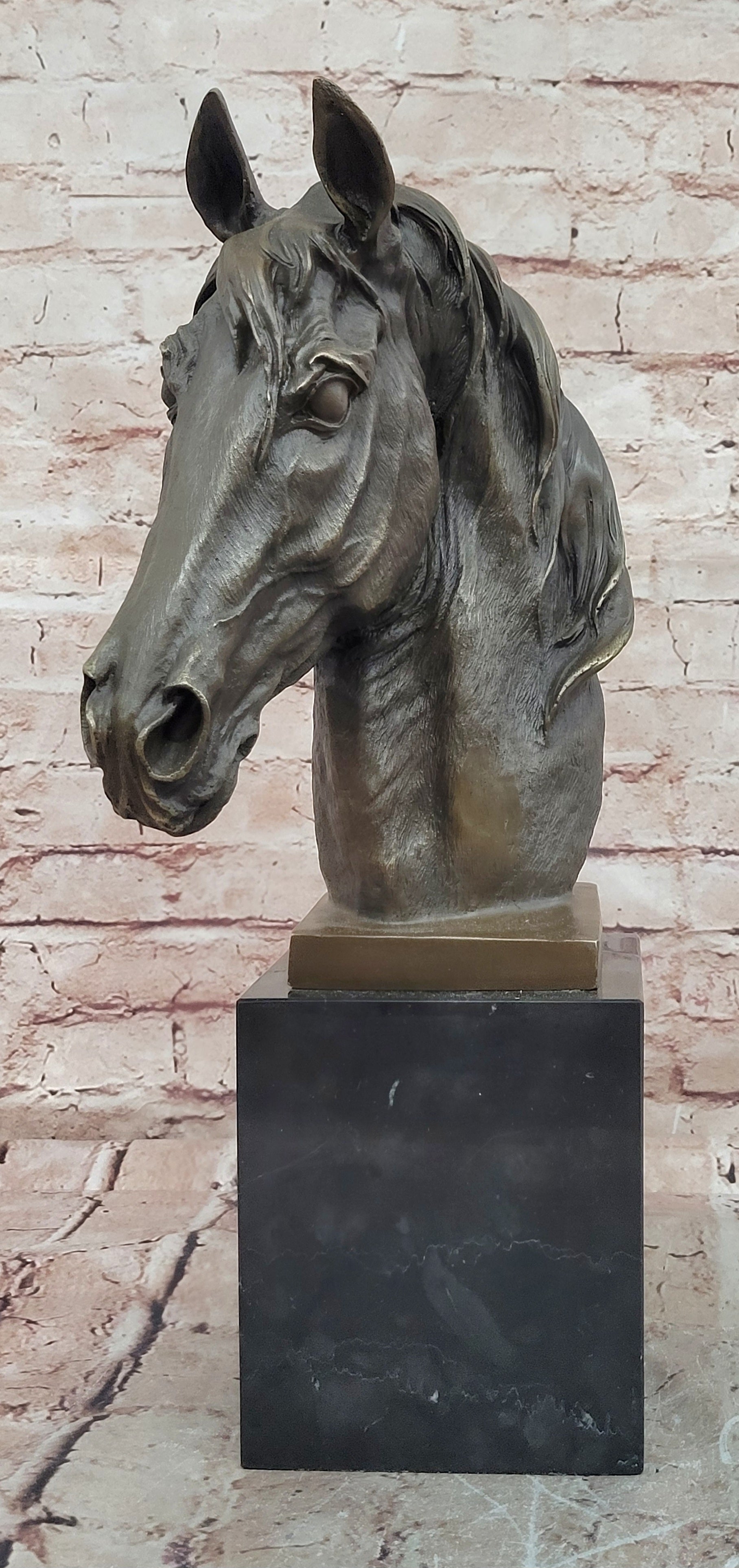 Genuine Milo Horse Bust Bronze Statue Fine Art Equestrian Collectible